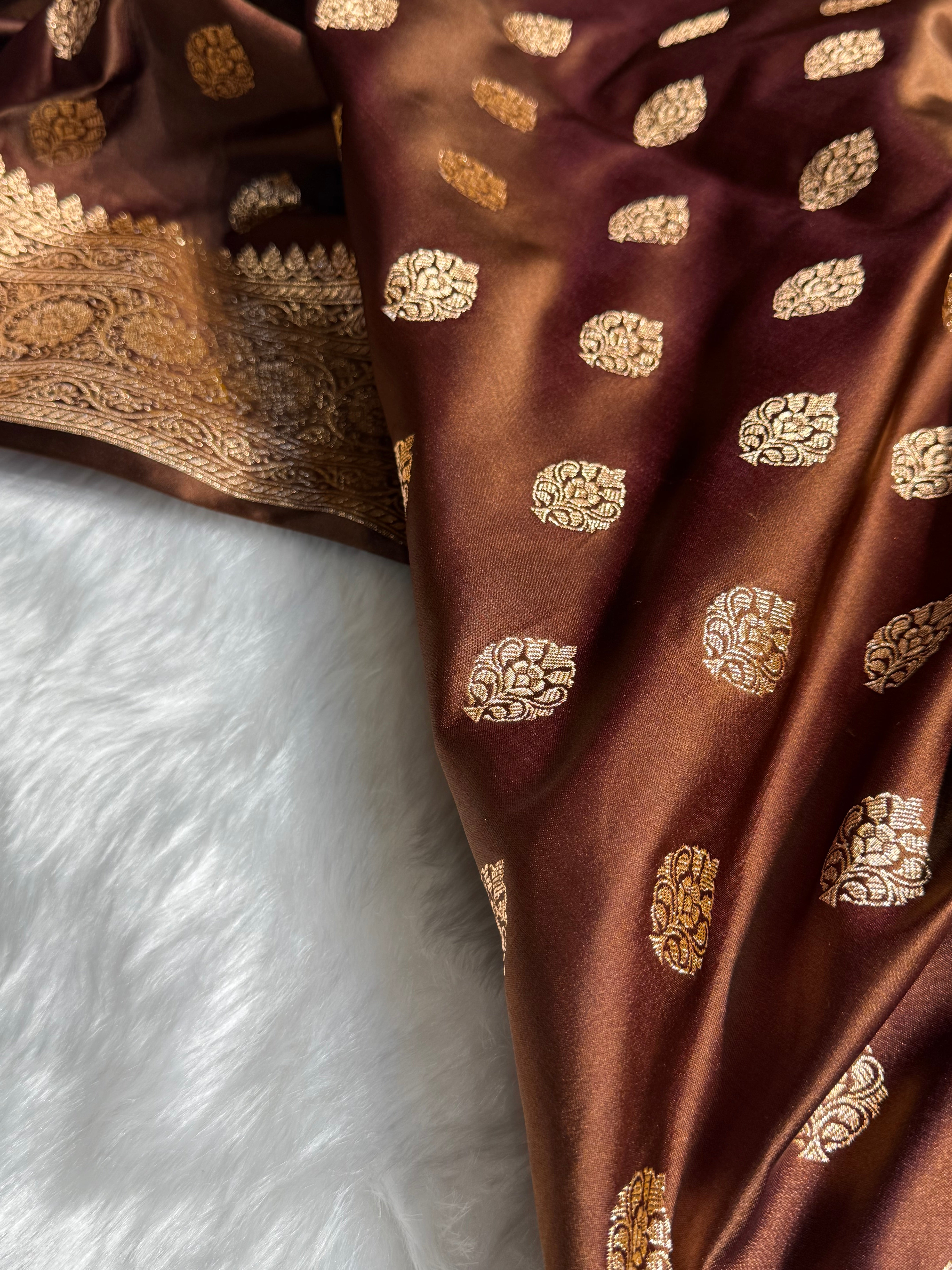 Boota Katan Silk Saree In Coffee Shades SK02