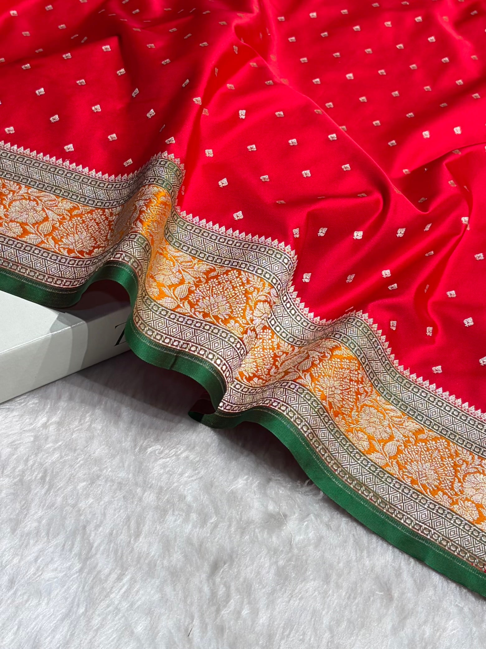 Contrast Cross Rani With Mustard Floral Border Mashru Silk Saree MSM-99