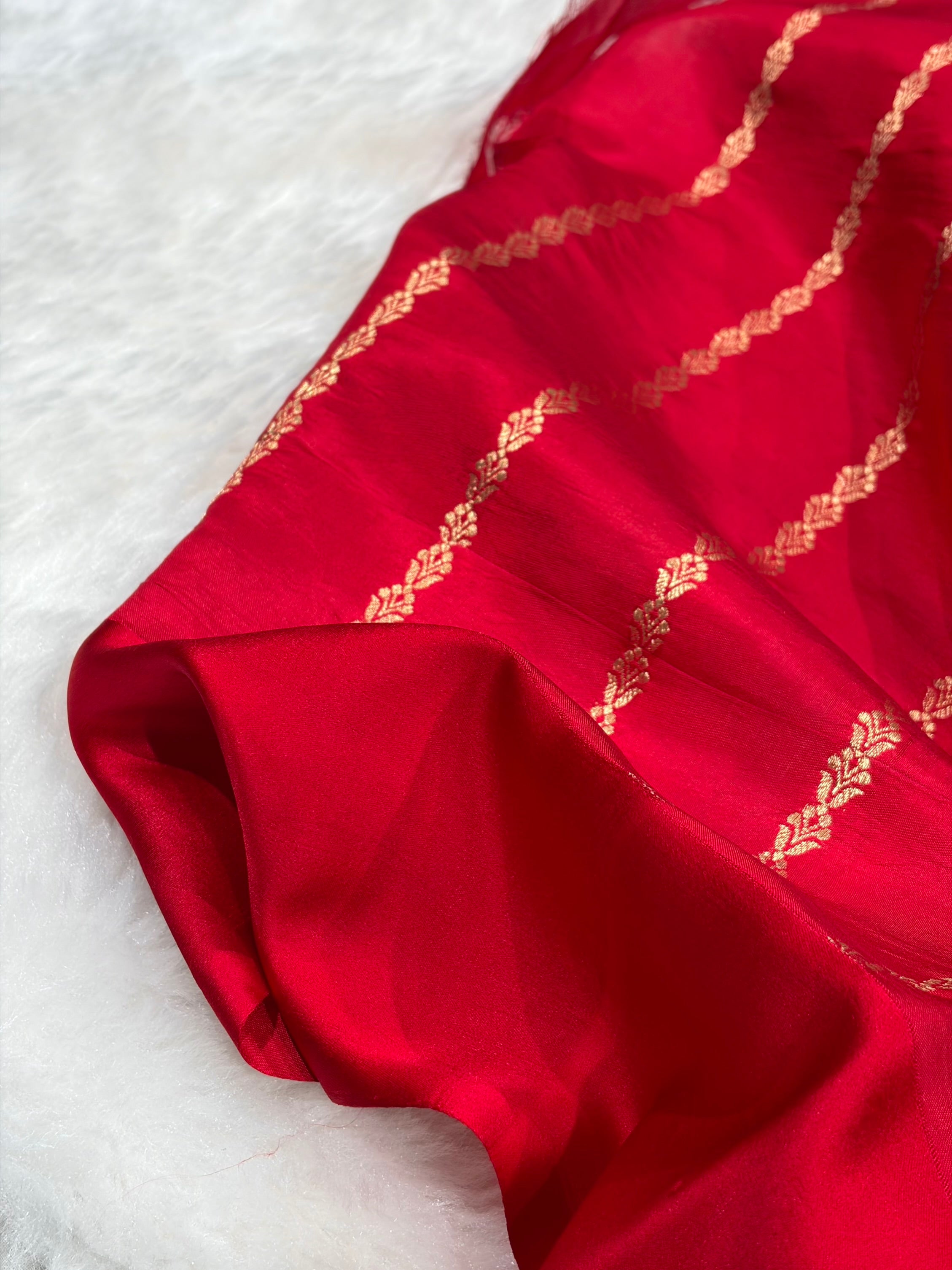 Blood Red Shades Rangkart Handwoven Pure Katan Paper Silk RM-44