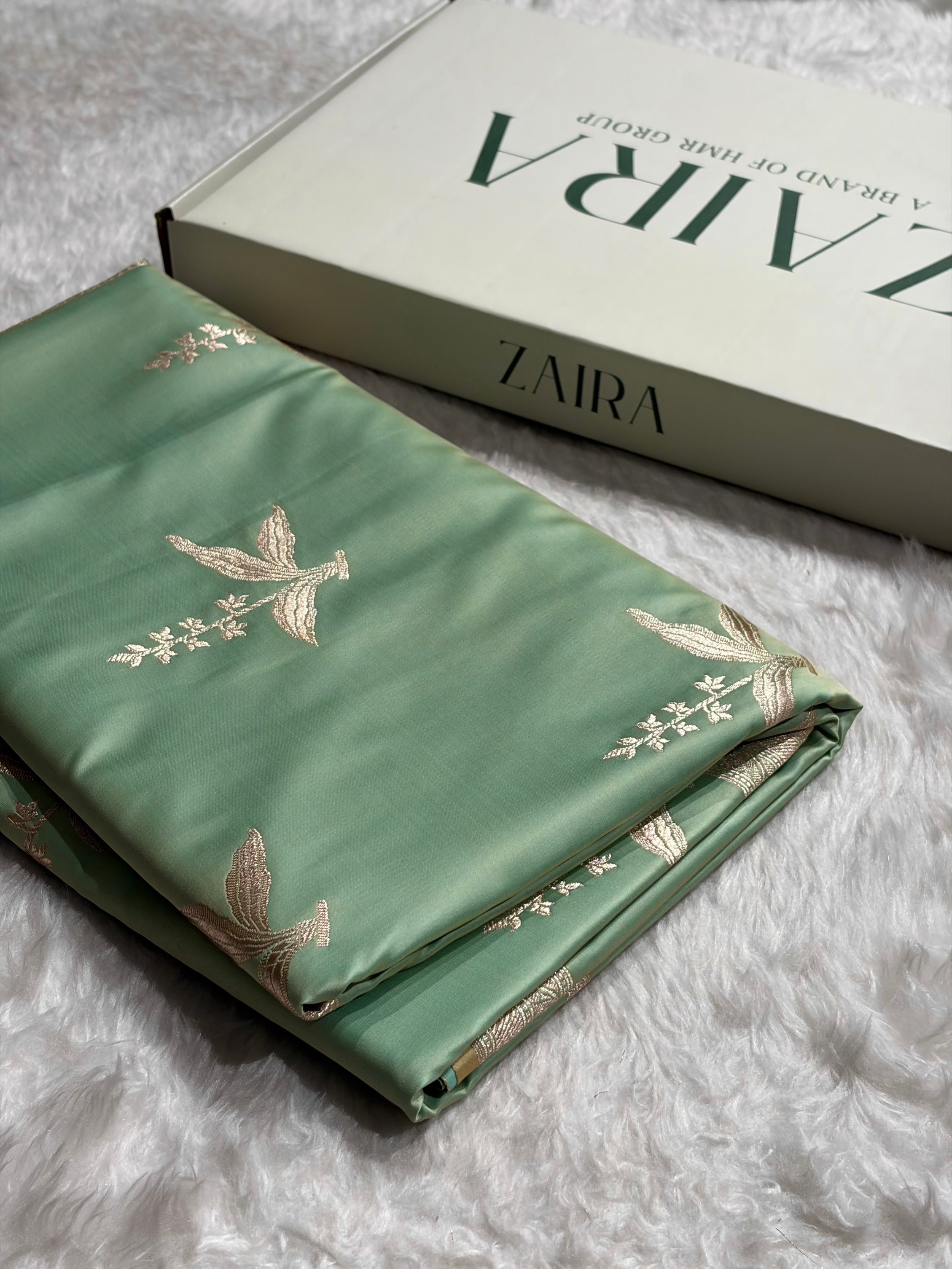 Light Pista Floral Motif Mashru Silk Saree MSM-04