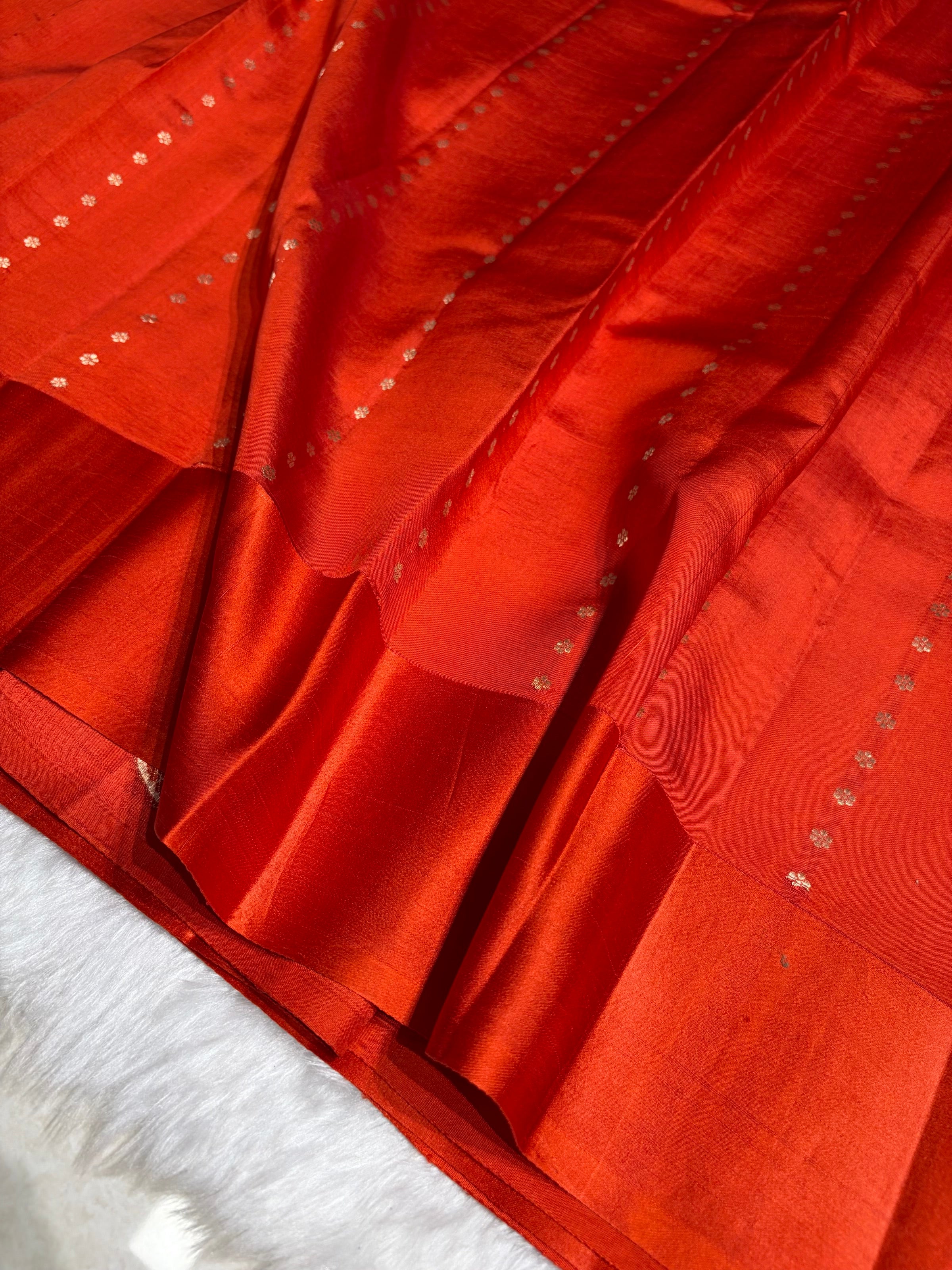Rust Orange Shades Handwoven Pure Raw Mango Silk RM-61
