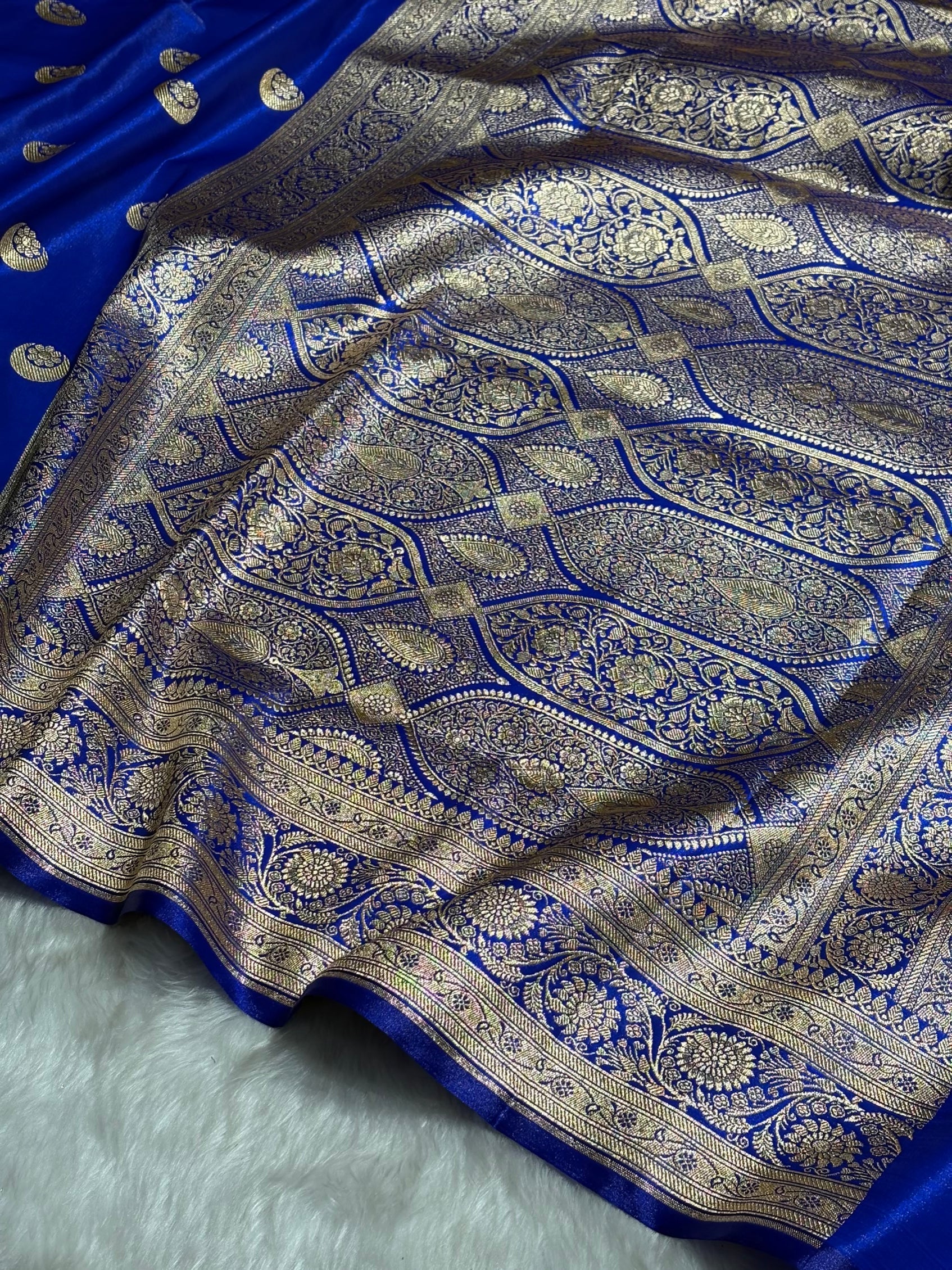 Bright Royal blue Chand Tara Satin Silk Saree SS04