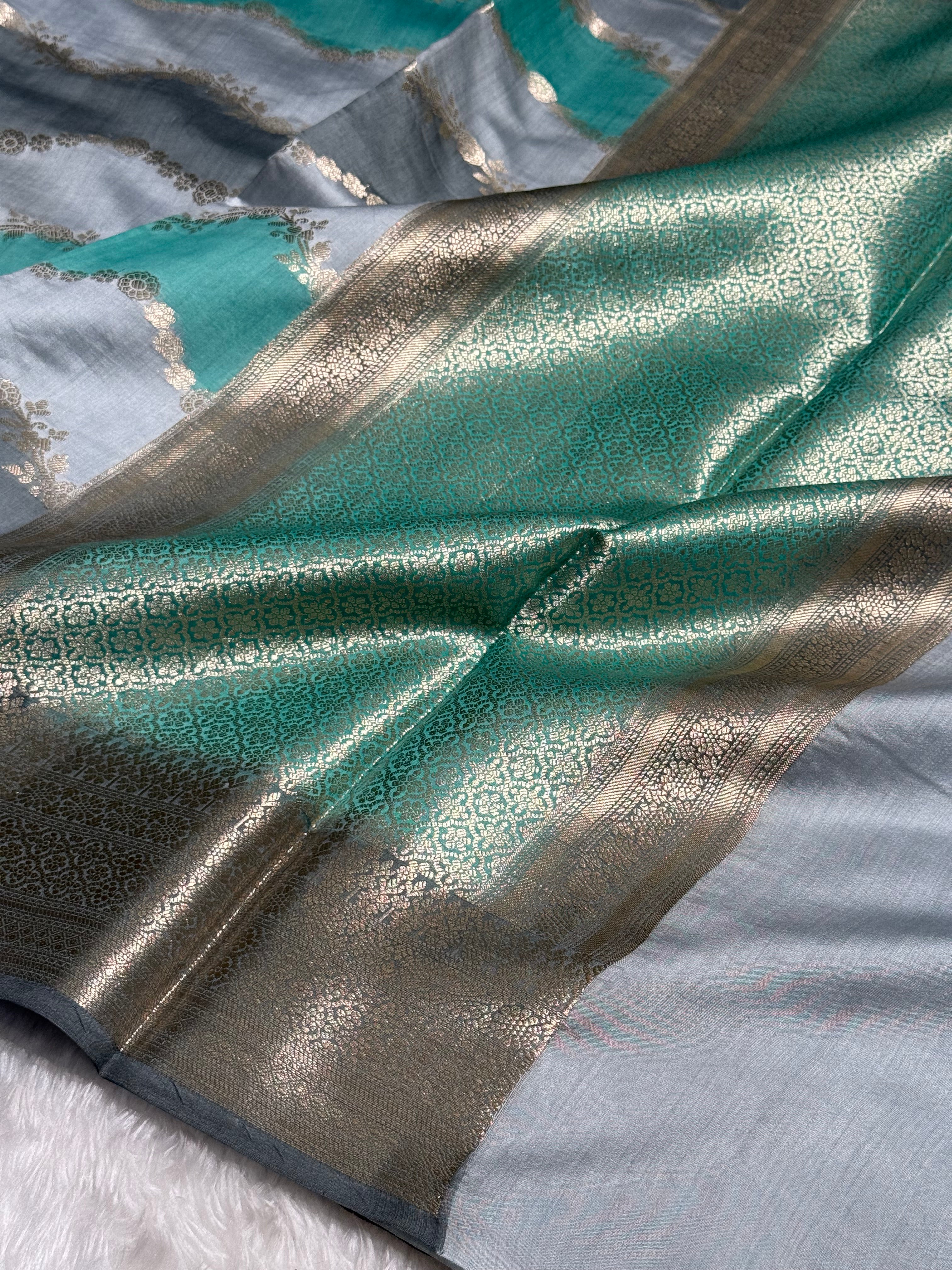 Rangkart Gray Shades Pure Chiniya Silk