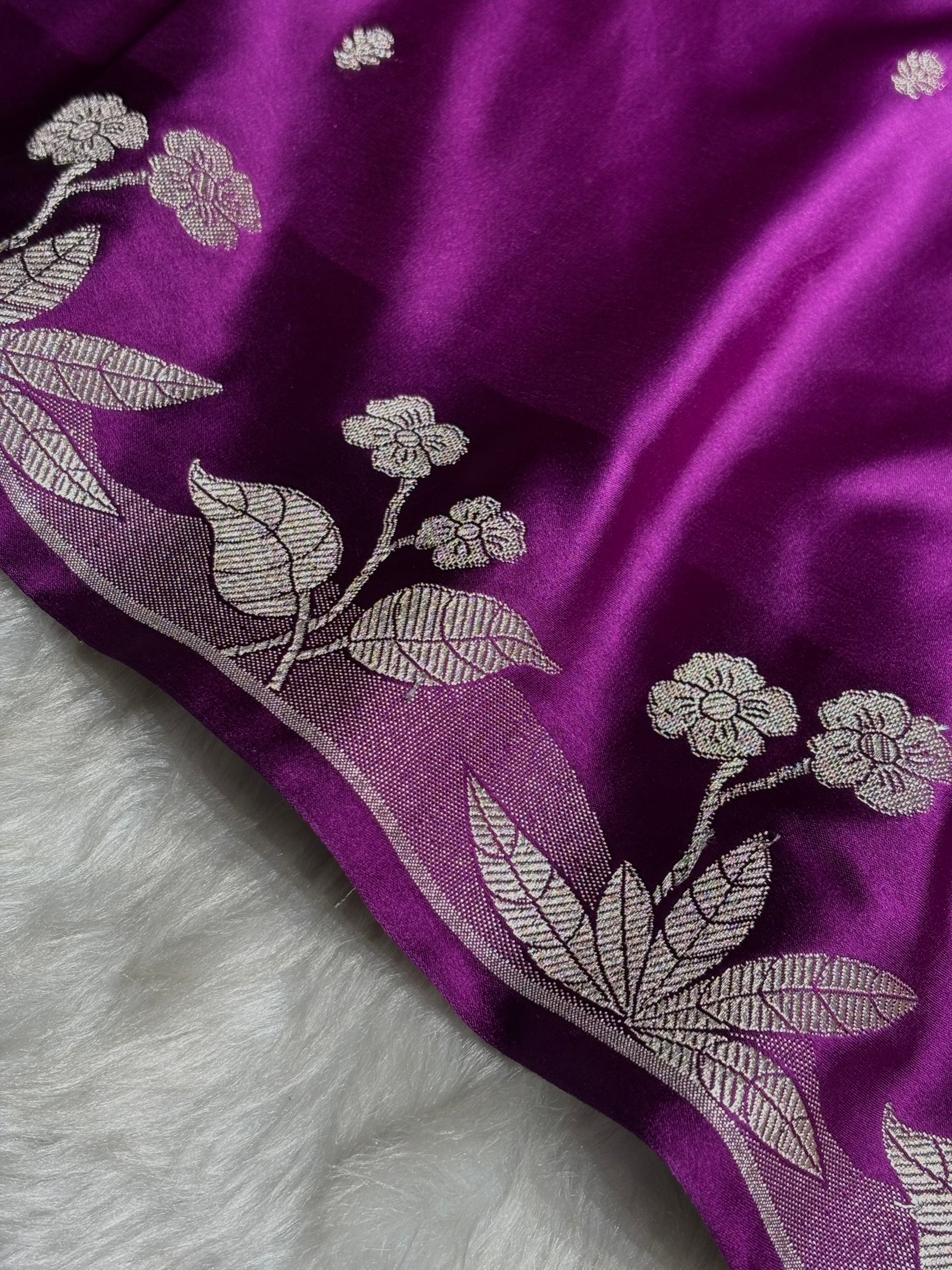 Banarasi Wine Booti Mashru Silk Saree MS58