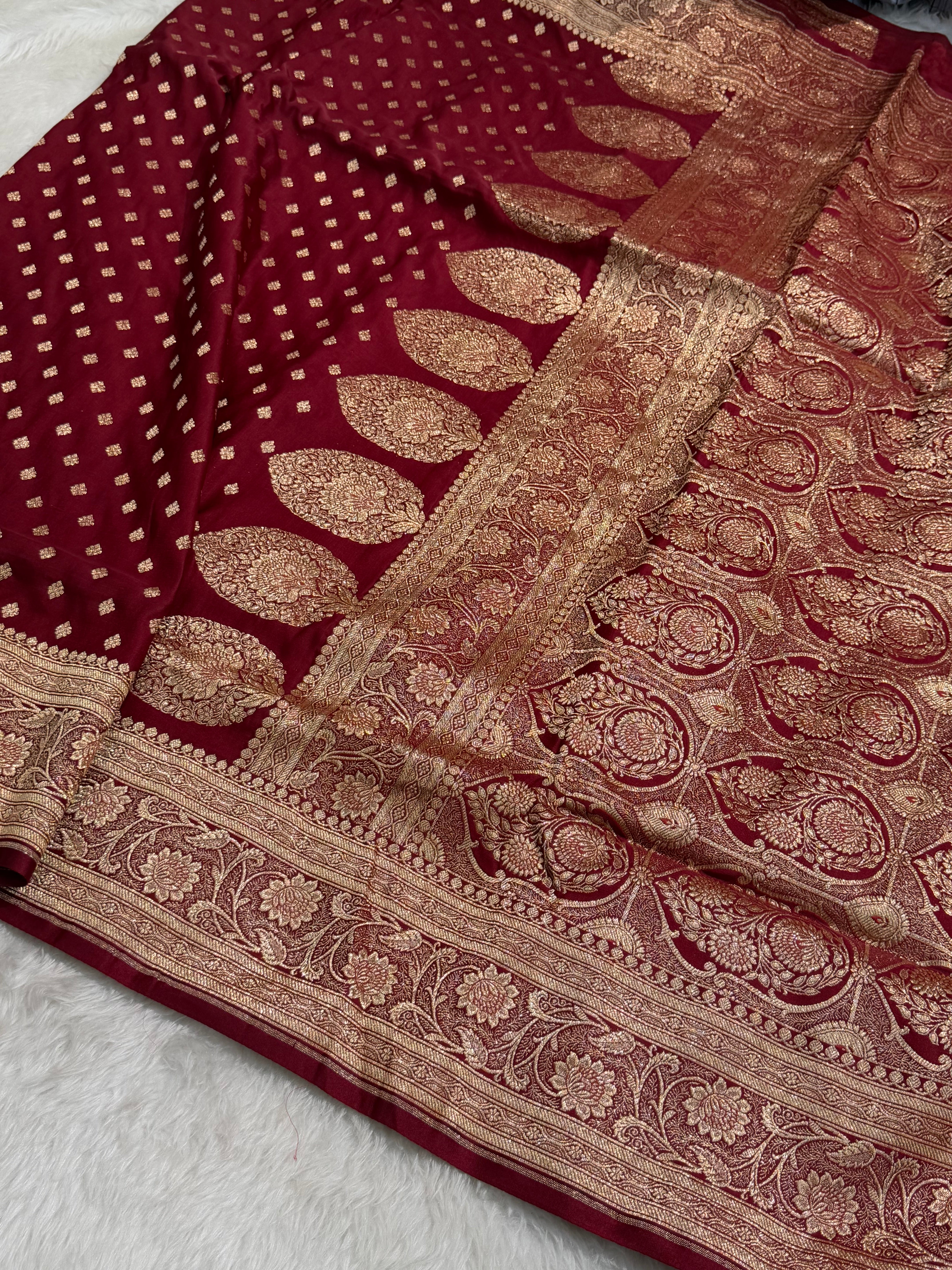 Blended Katan Silk Saree In Maroon Shades SK04