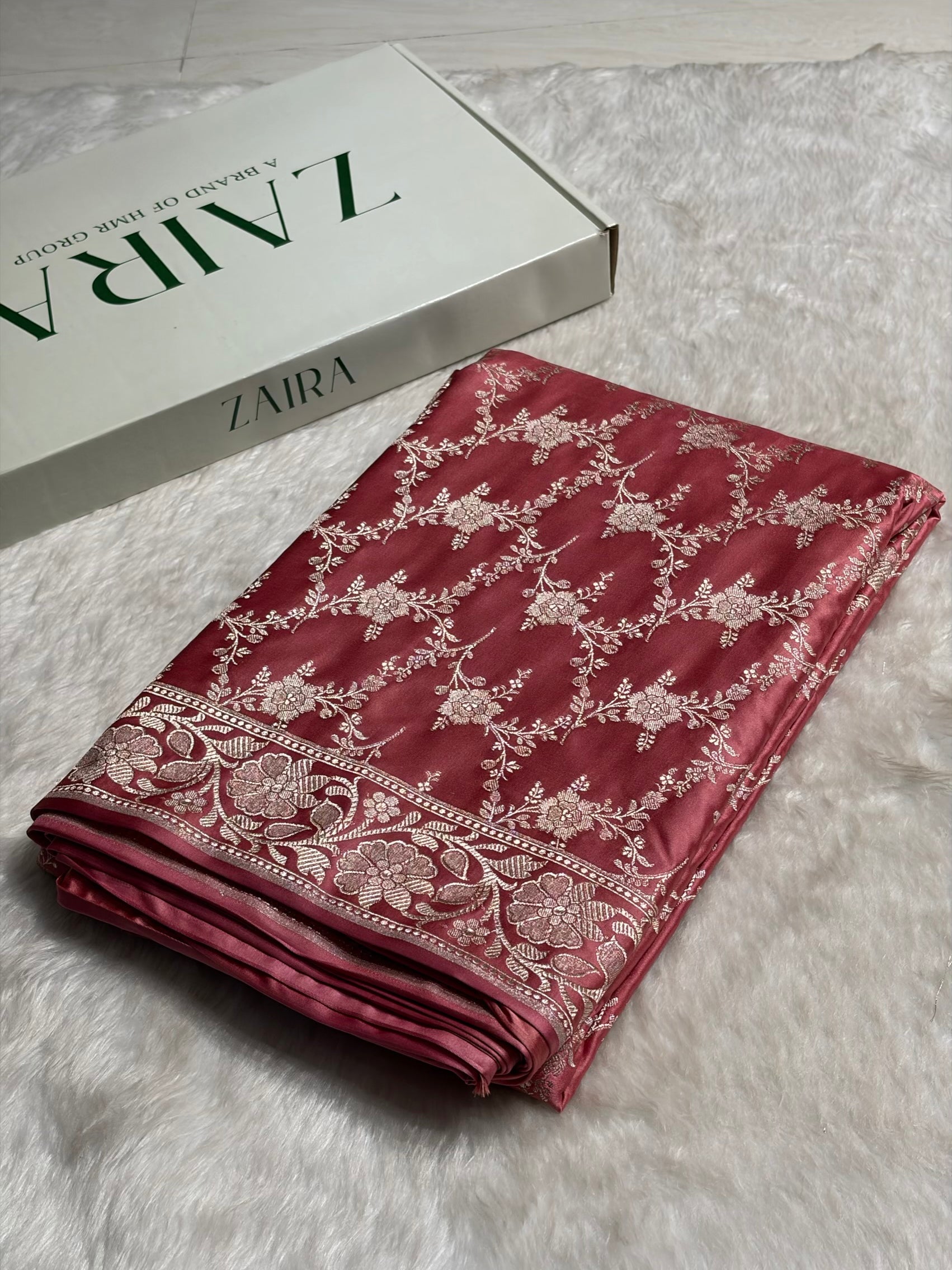 Pink Shades Mashru Silk Banarasi Saree With Jaal Pattern MS71