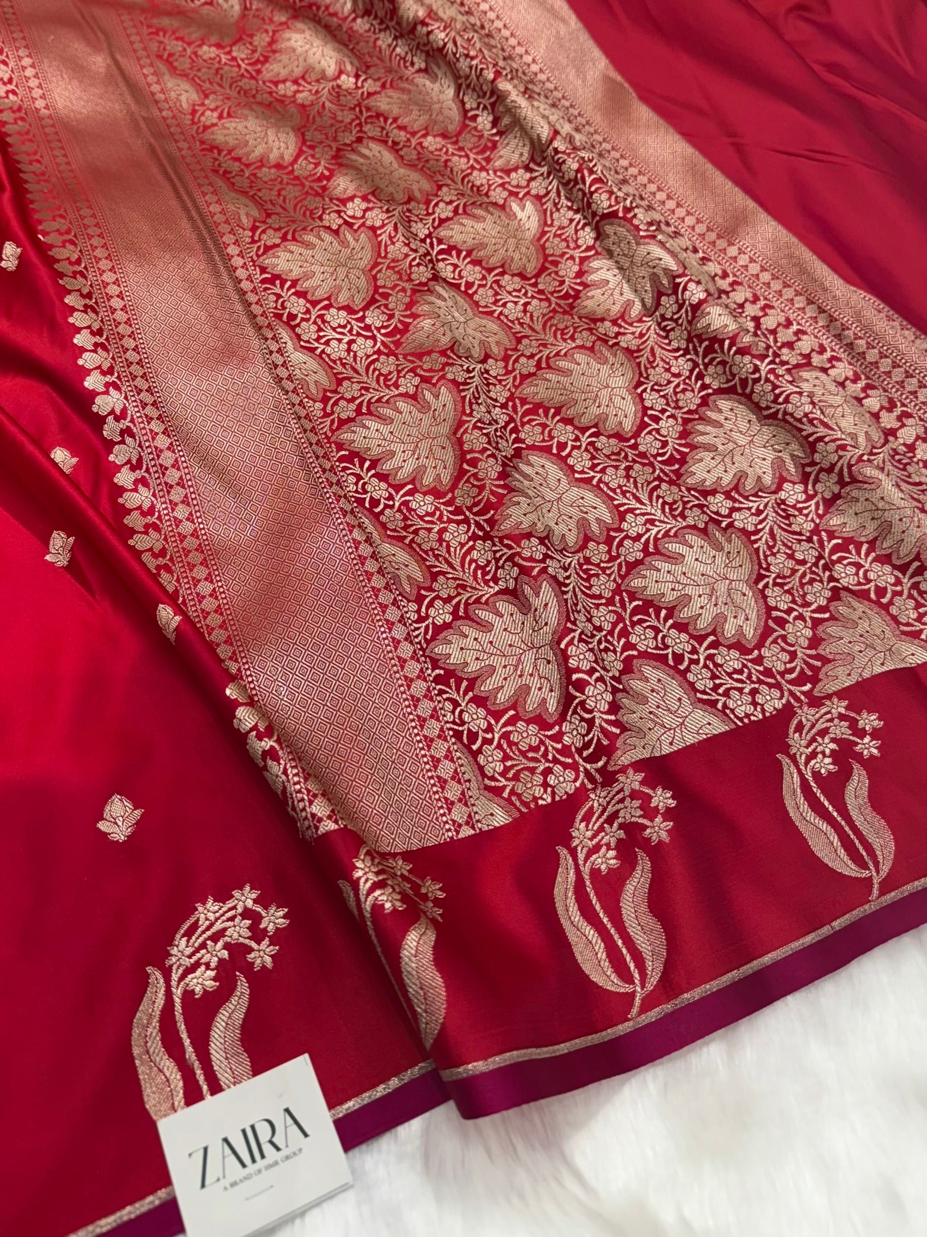 Reddish Pink Shades Floral Border Mashru Silk Saree MSM 50