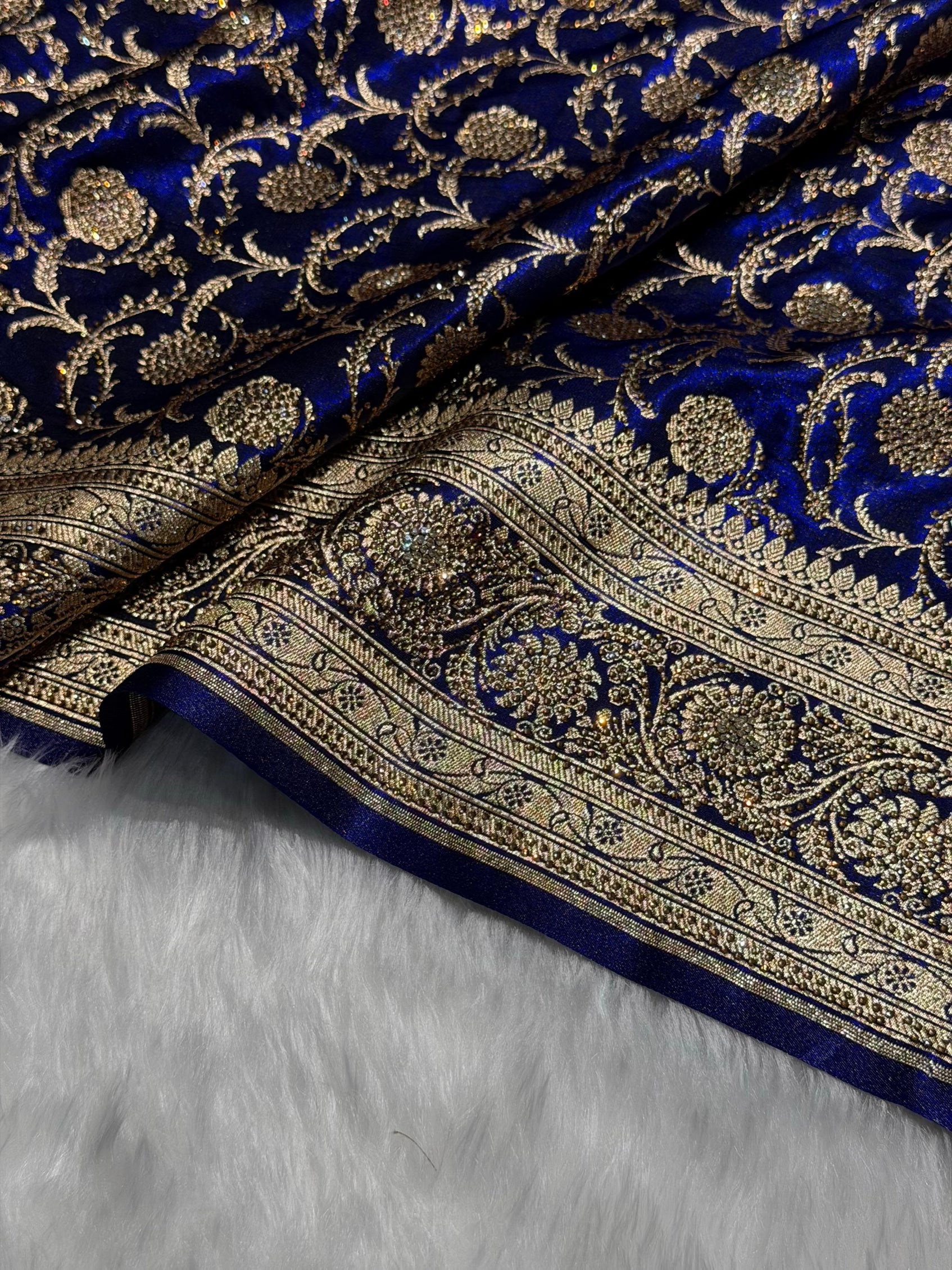 Banarasi Bridal Royal Blue Jaal with Swarovski Stone BSS13 (E)