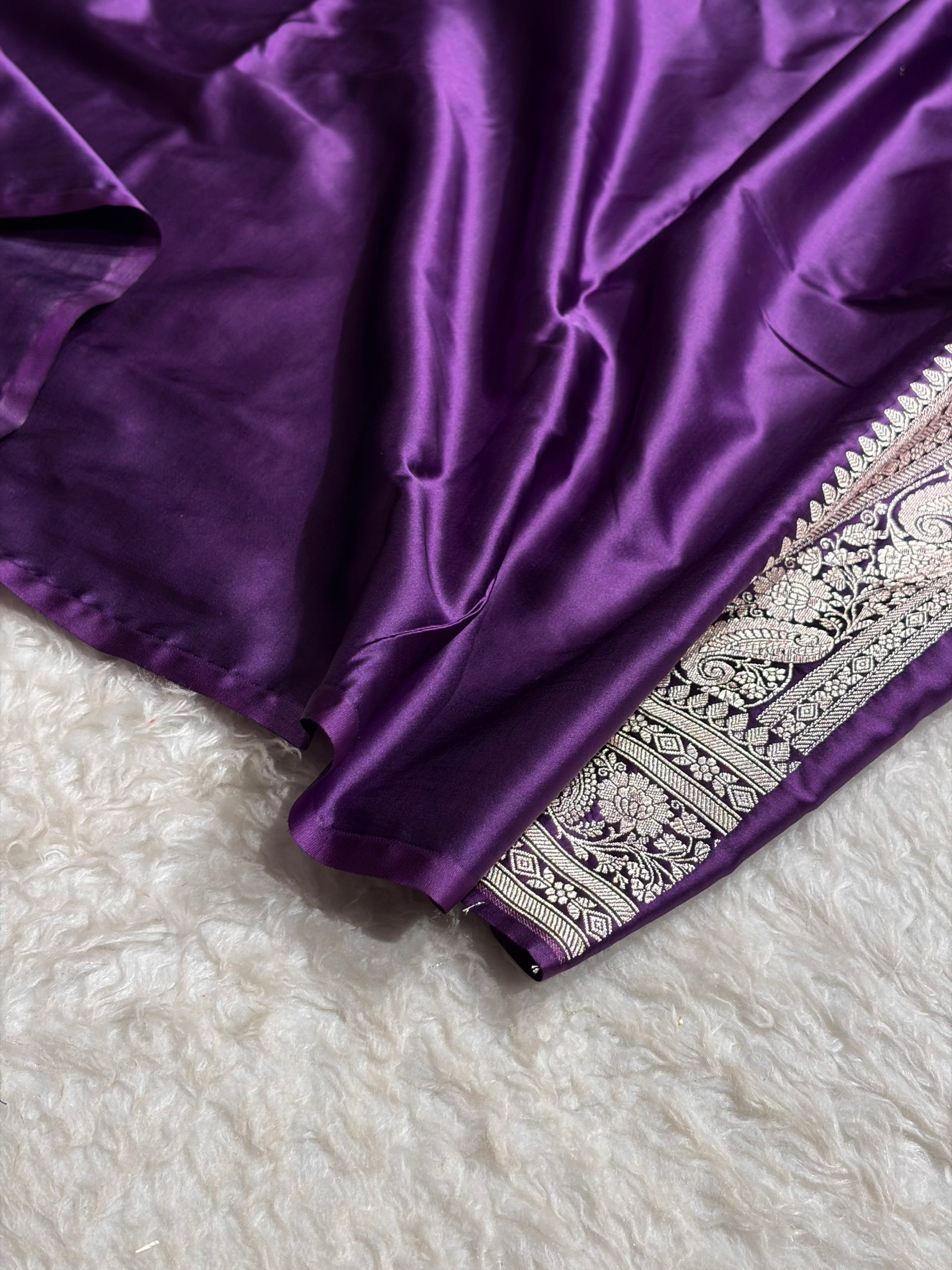 Banarasi Purple Shades Floral Mashru Silk Saree MS64