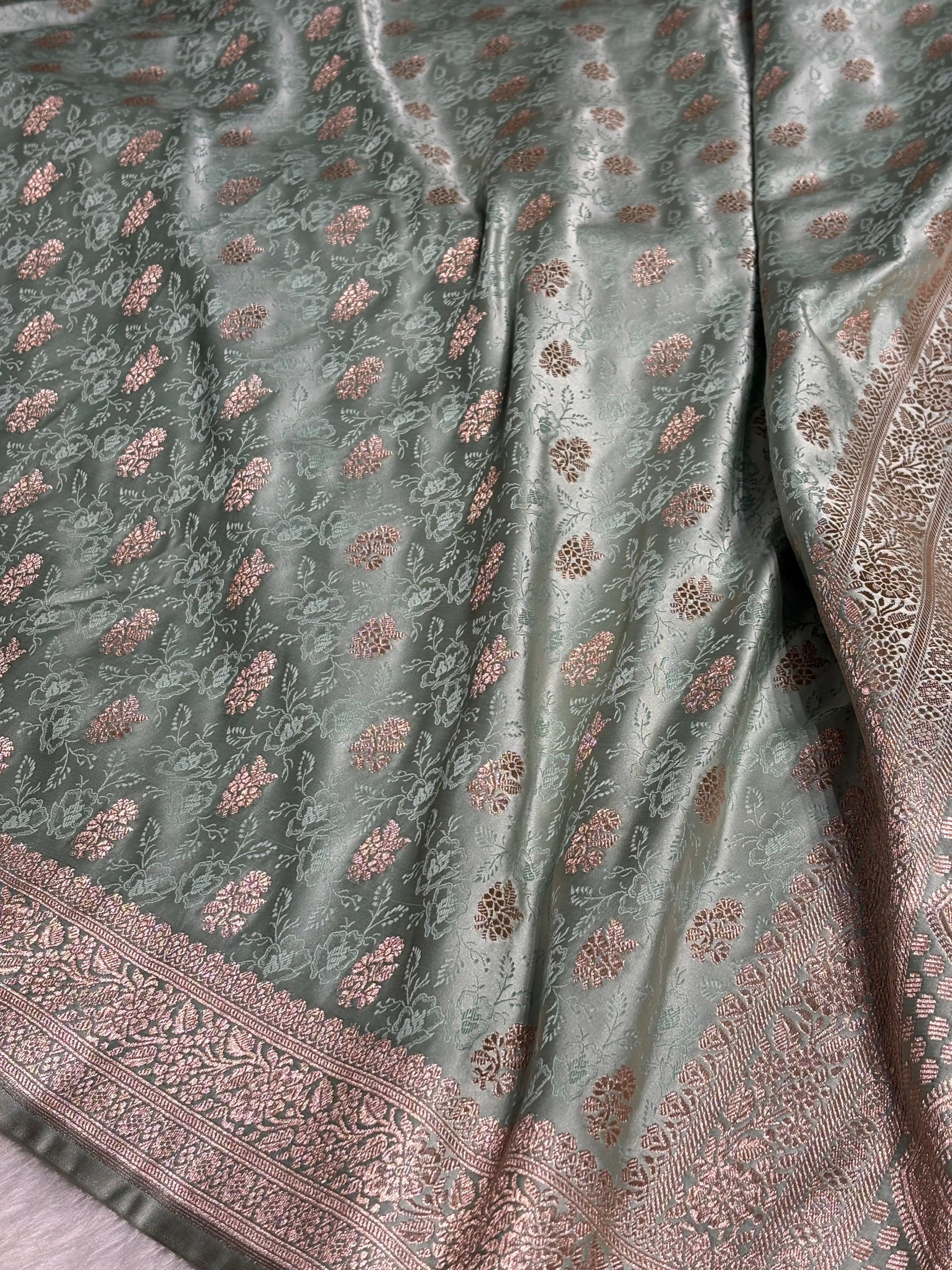 Sea Green Shades Tanchoi Motif Mashru Silk Saree MST-10