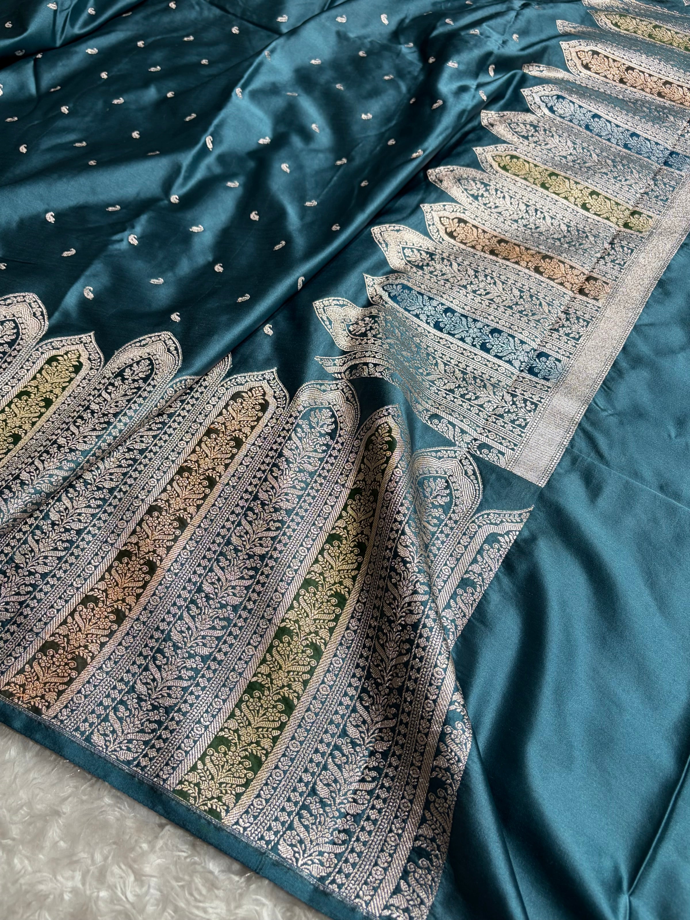 Skirt Border Rama Shades With Minakari Skirt Mashru Silk Saree MCS13
