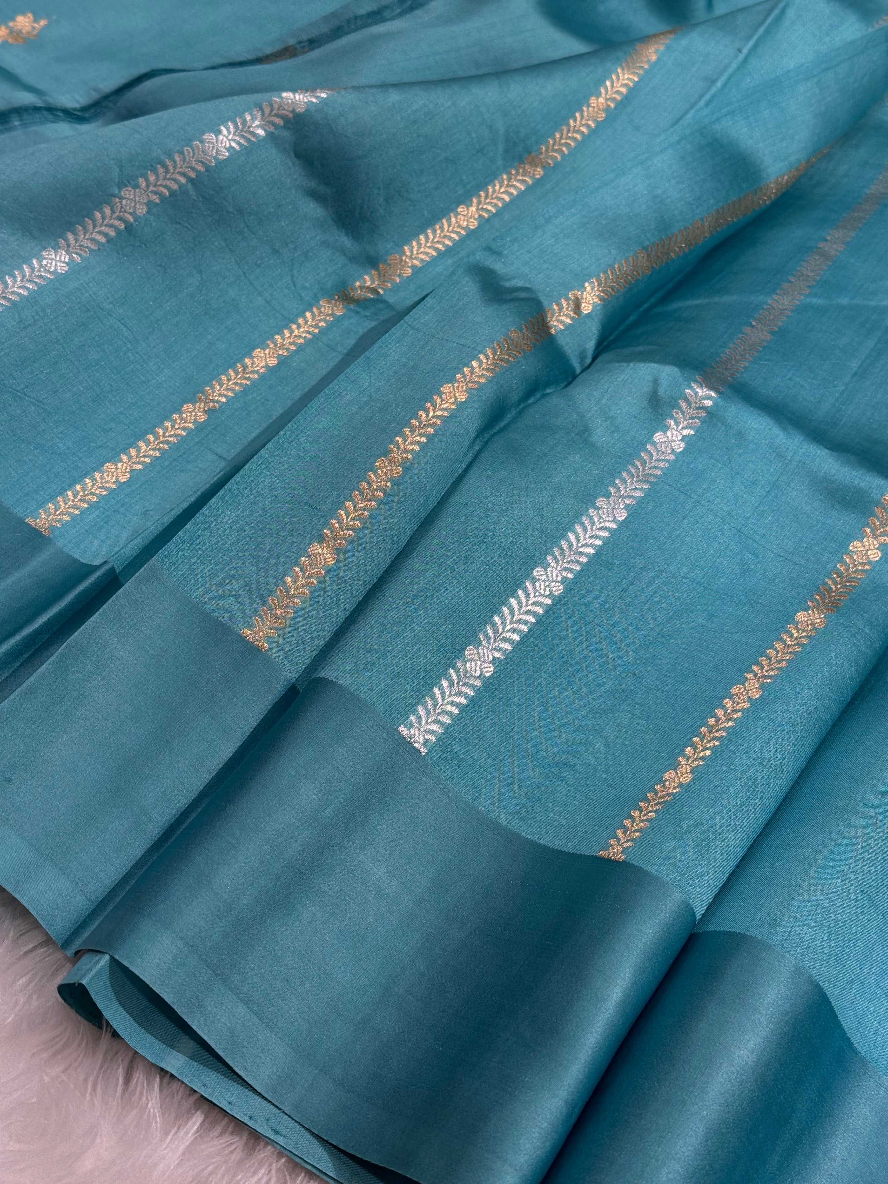 Aquatic Blue Handwoven Paper Mango Silk
