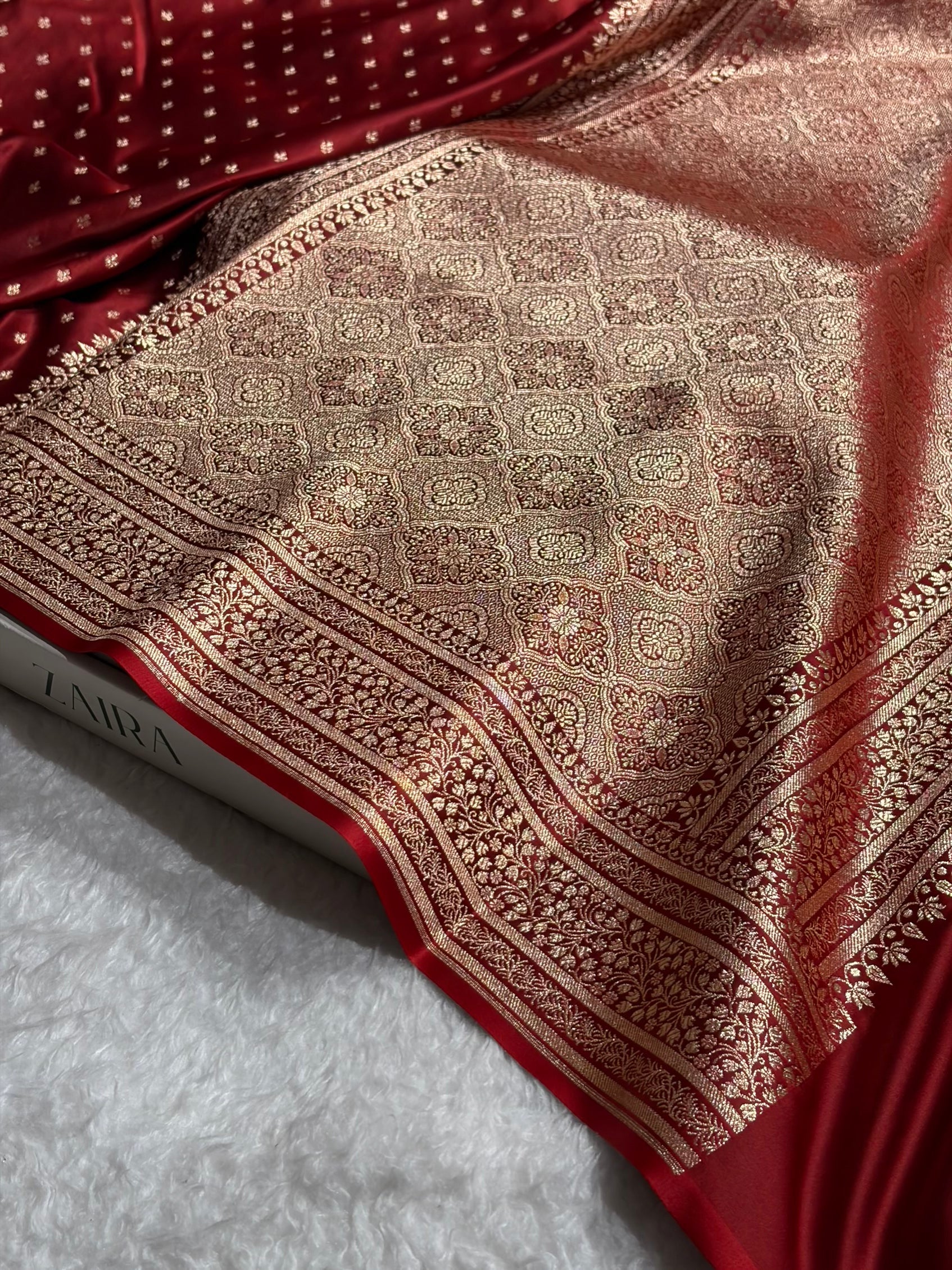 Banarasi Satin Katan Saree in Cross Maroon Shades SK88
