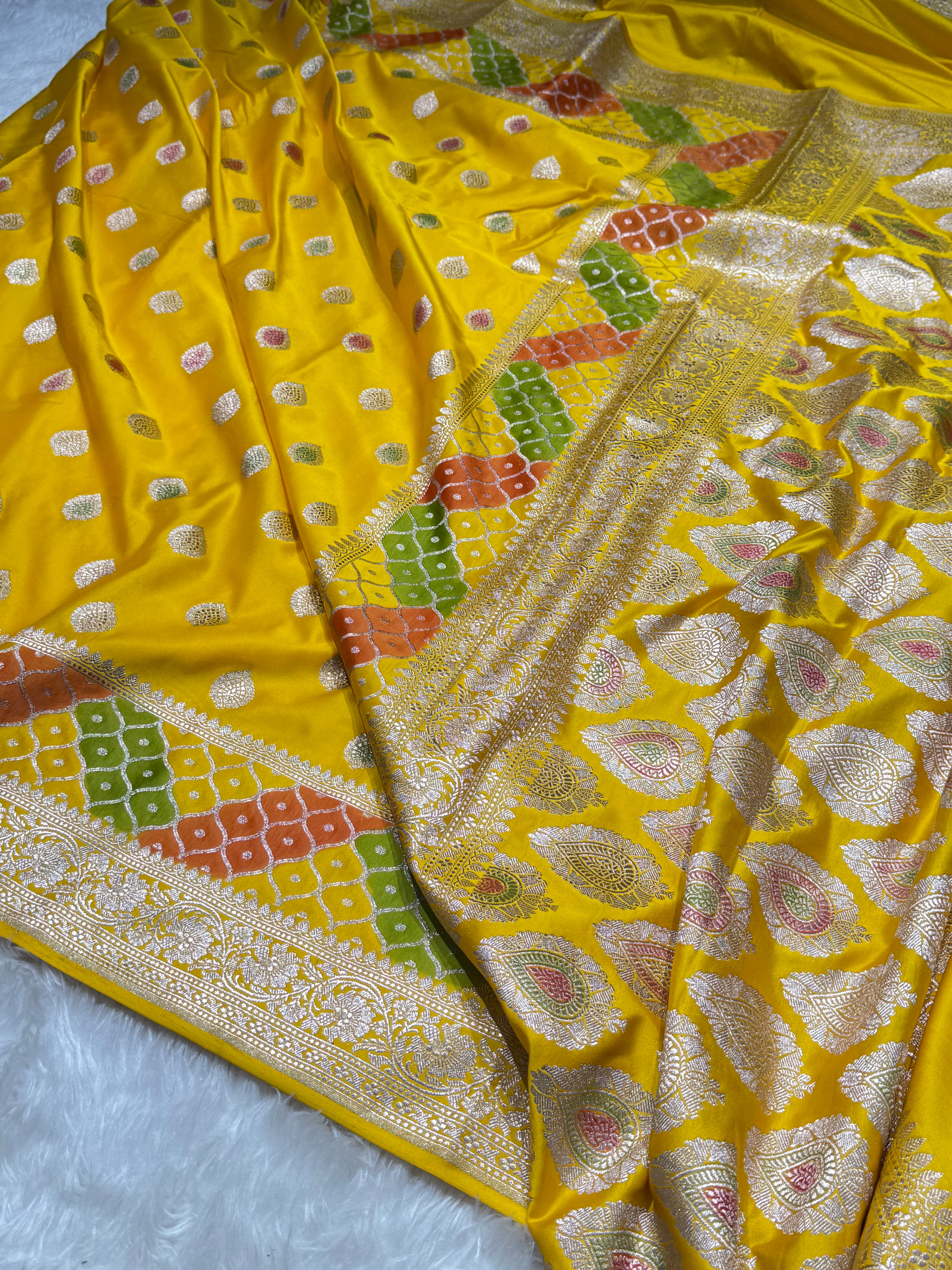 Yellow Rangkart Mashru Silk Saree