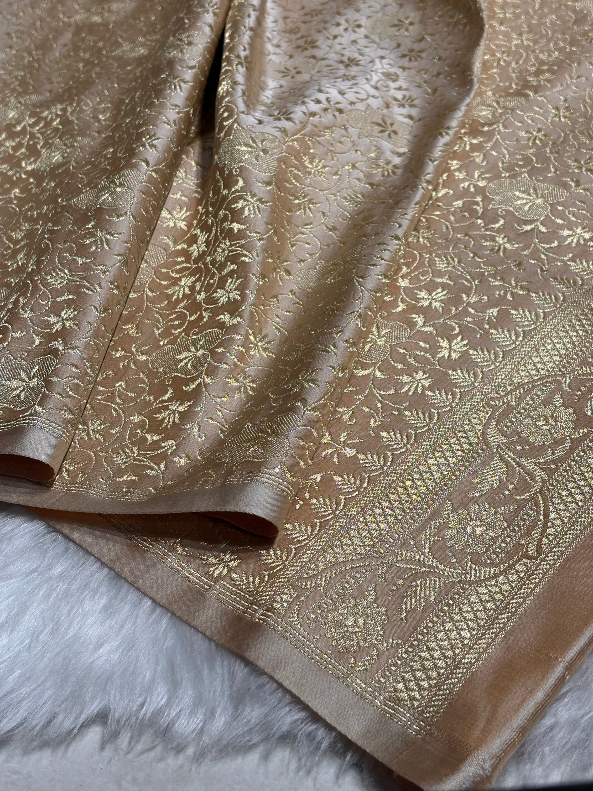 Beige Shades Satin Katan Silk Saree SK64