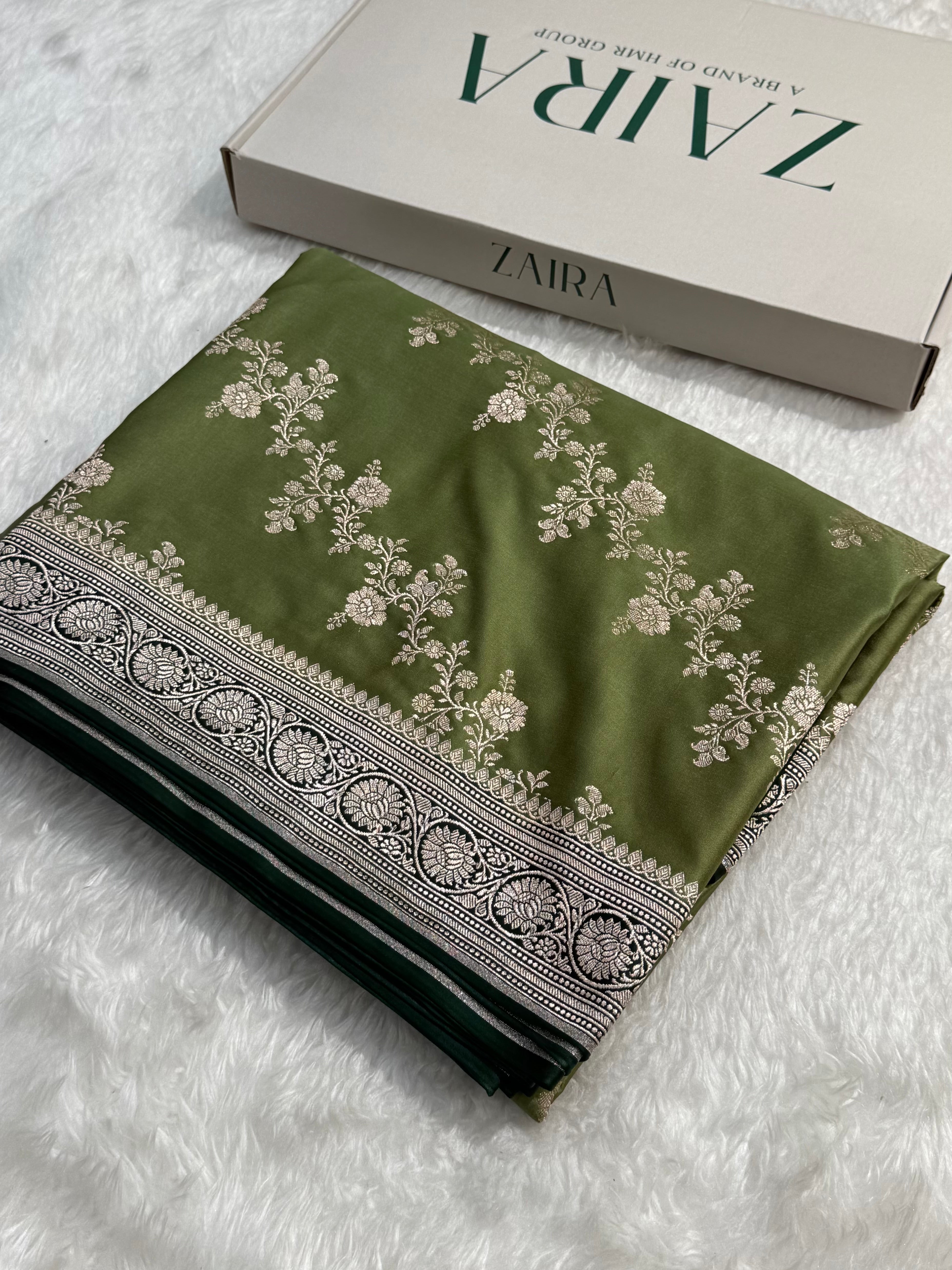 Sage Green - Bottle Green 2D Tone Cross Mashru Silk Saree