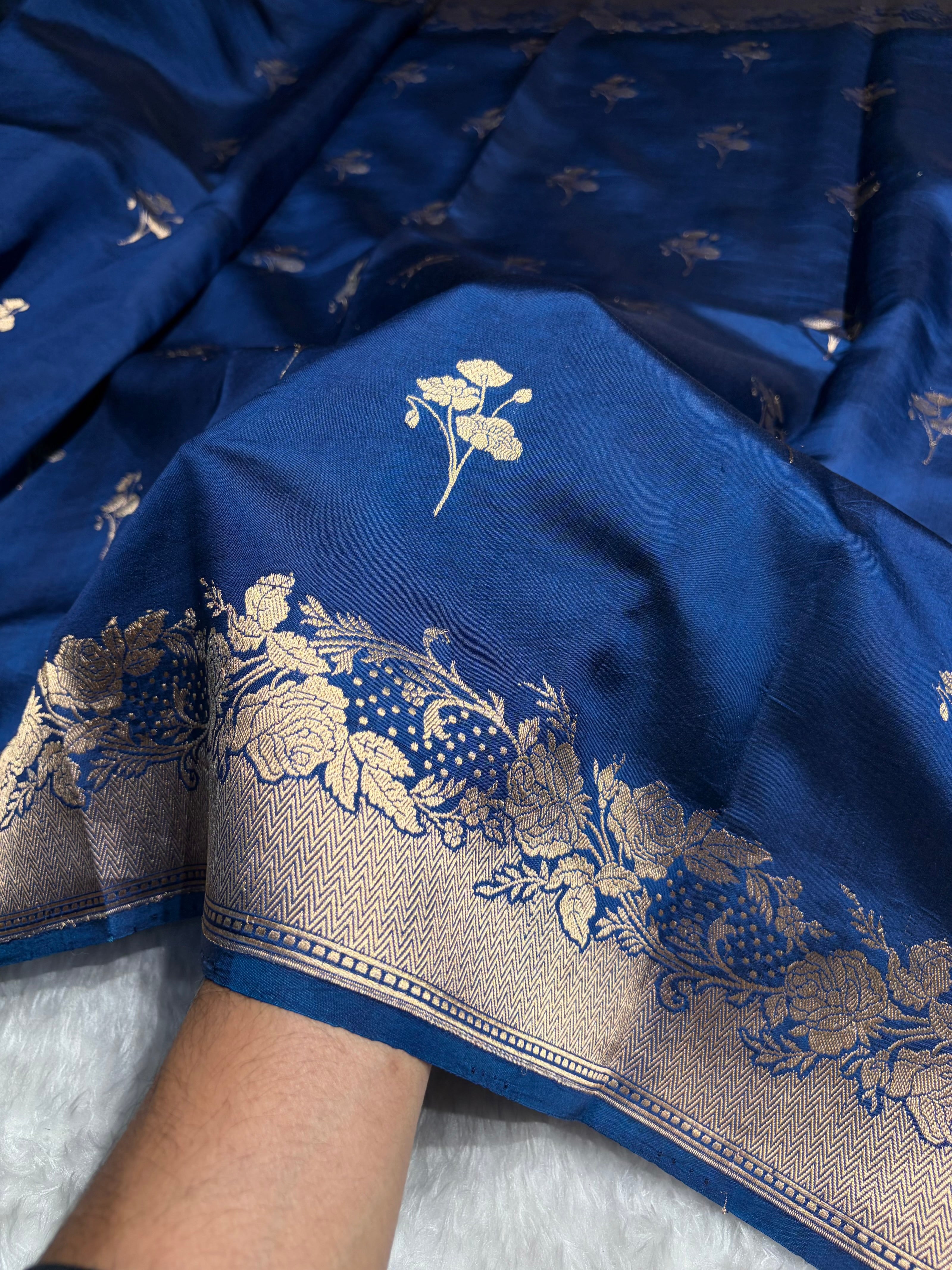 Royal Blue Shades Handwoven Pure Raw Mango Silk RM-55