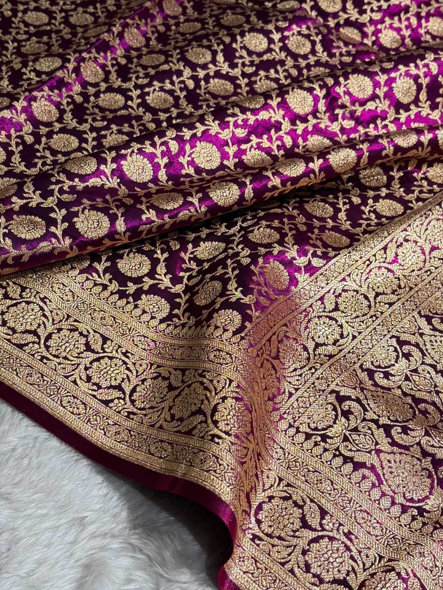Banarasi Satin Silk Jaal in Wine Shades SS21