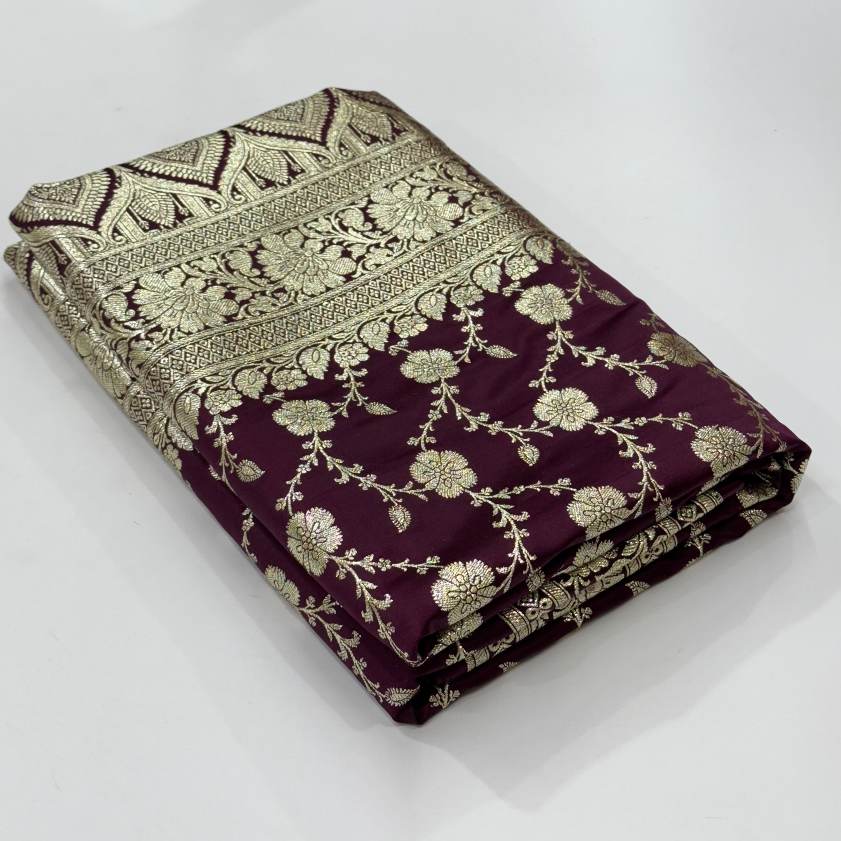 Dark Chocolate Jaal katan Silk Saree SK18