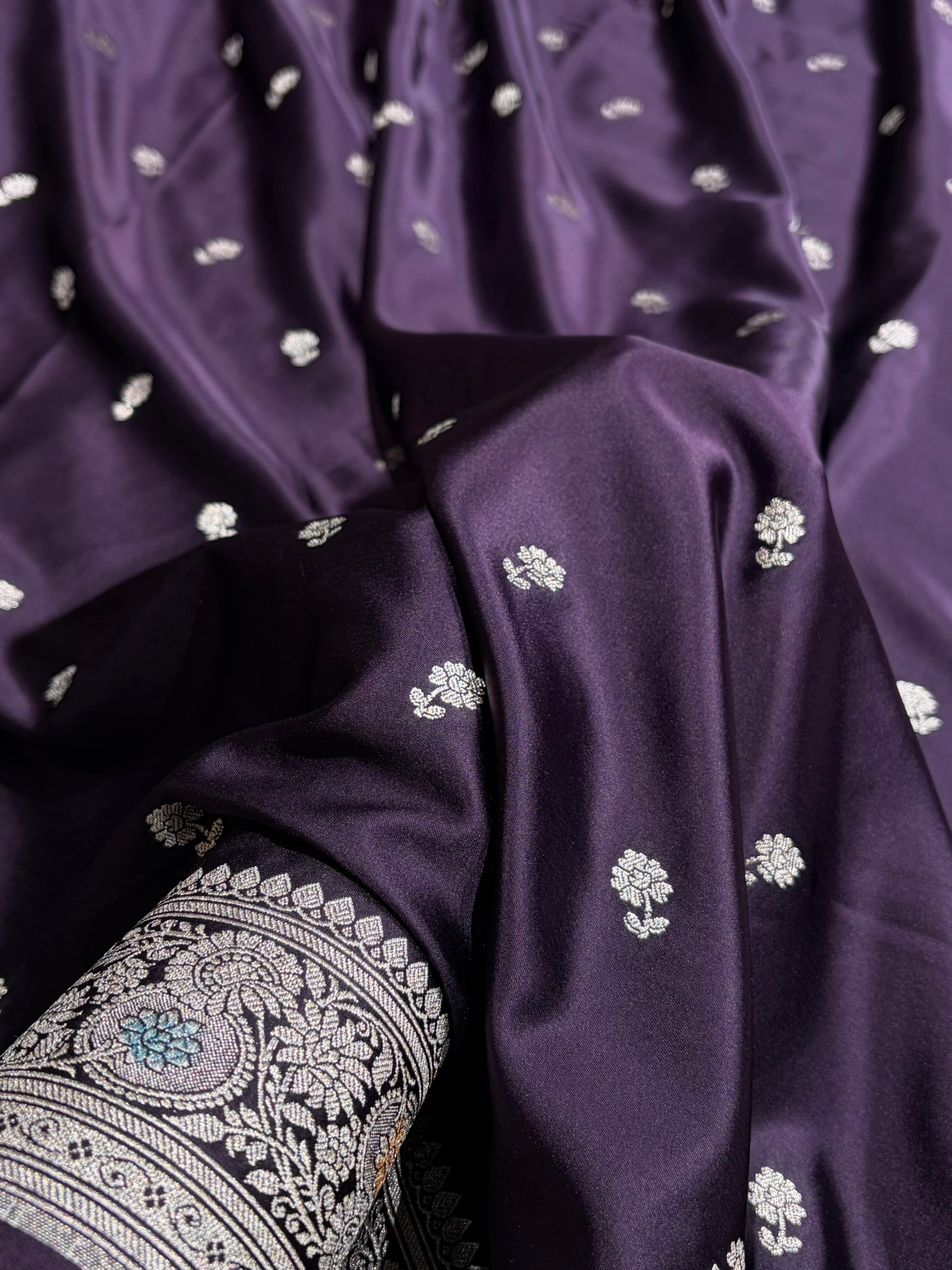 Wine Shade With Booti Pattern Mashru Silk Saree