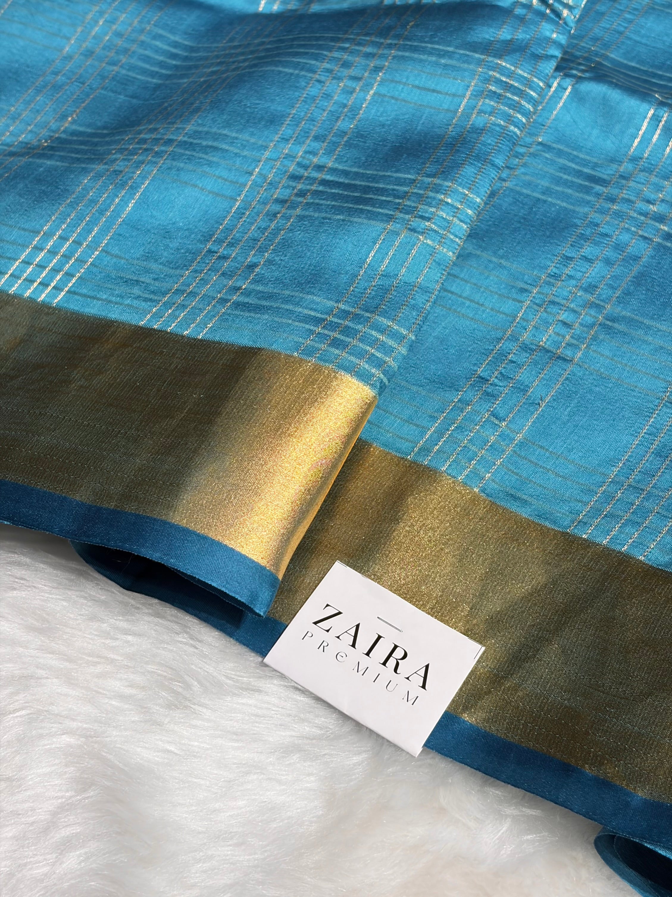 Ombré Ocean Blue Handwoven Pure Katan Raw Mango Silk RM-04