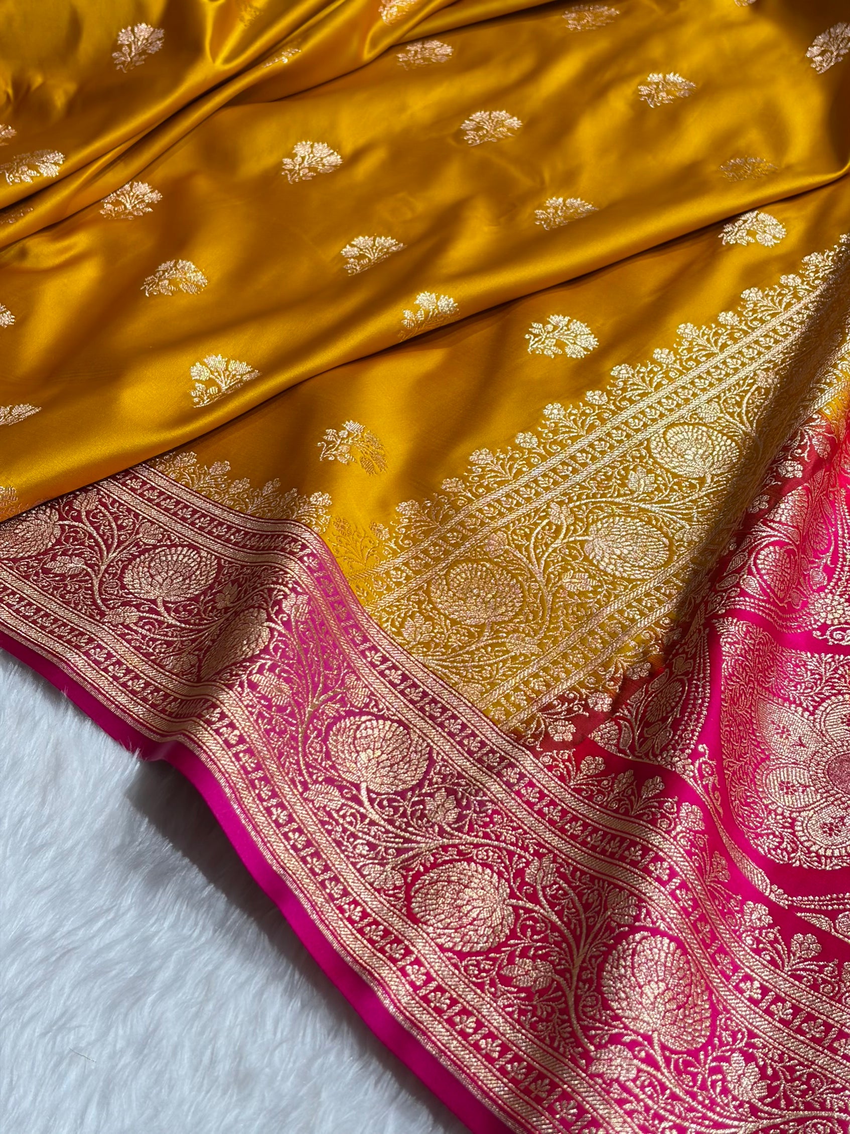 Mustard - Rani Banarasi Boota Katan Silk Saree SKM29