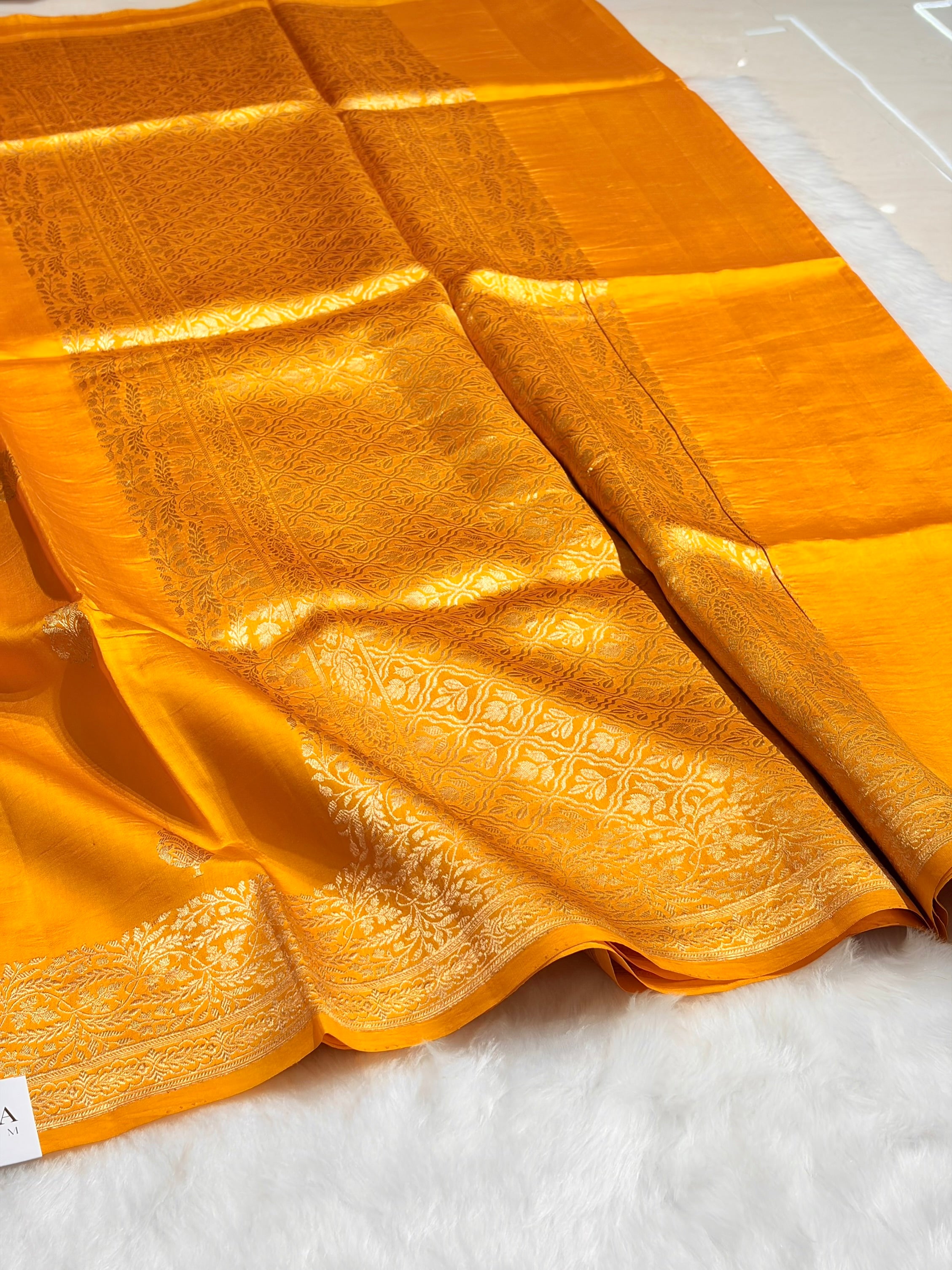 Mustard Shades Meena Boota Handwoven Raw Mango Silk RM-31