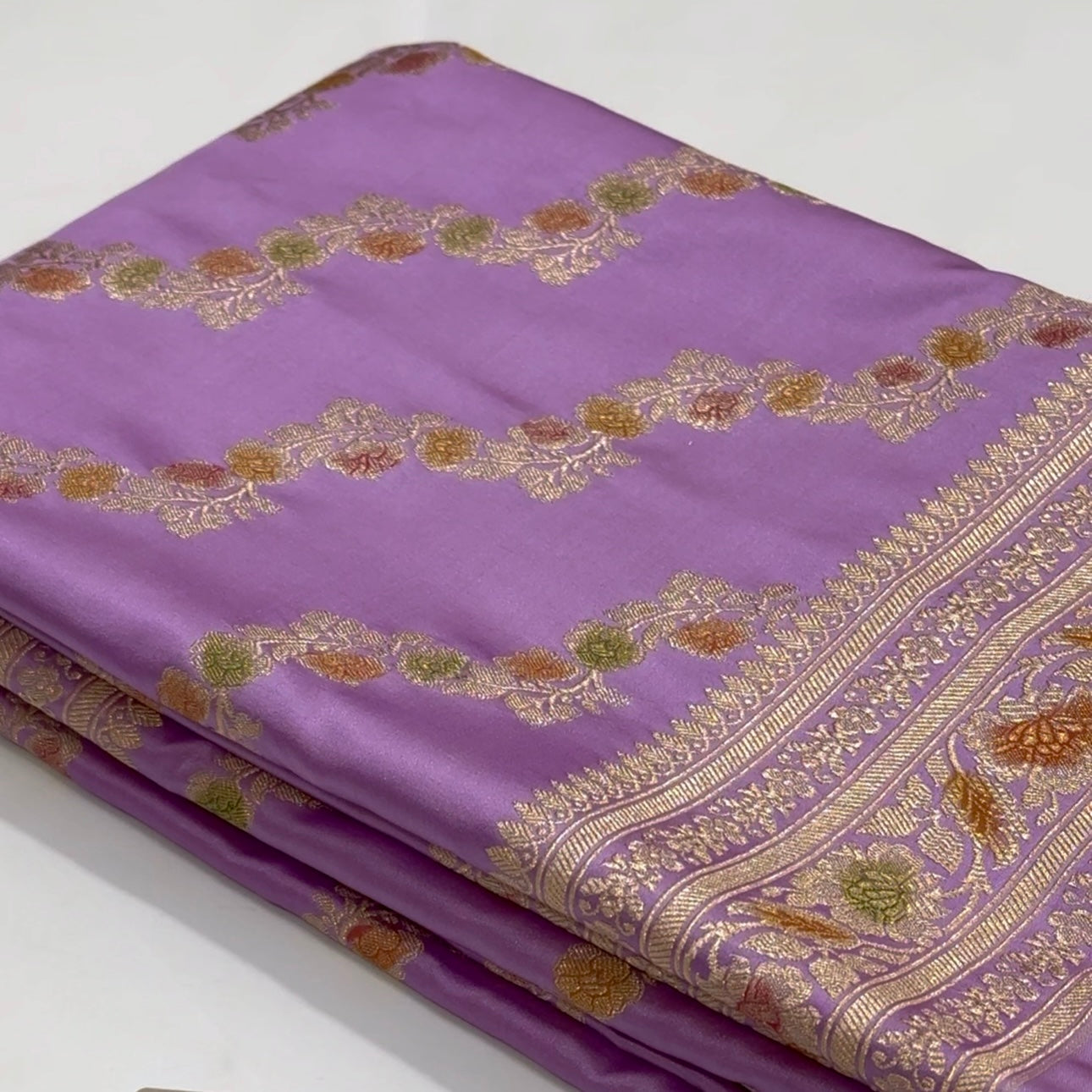 Lilac Minakari Cross Mashru Silk Saree
