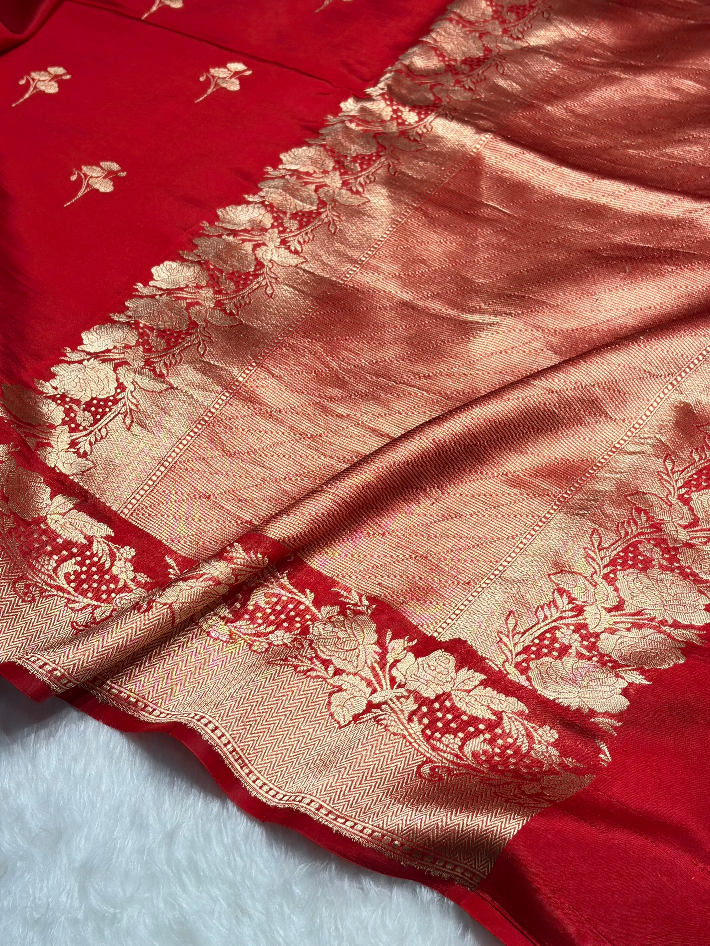 Red Shades Handwoven Pure Raw Mango Silk RM-55