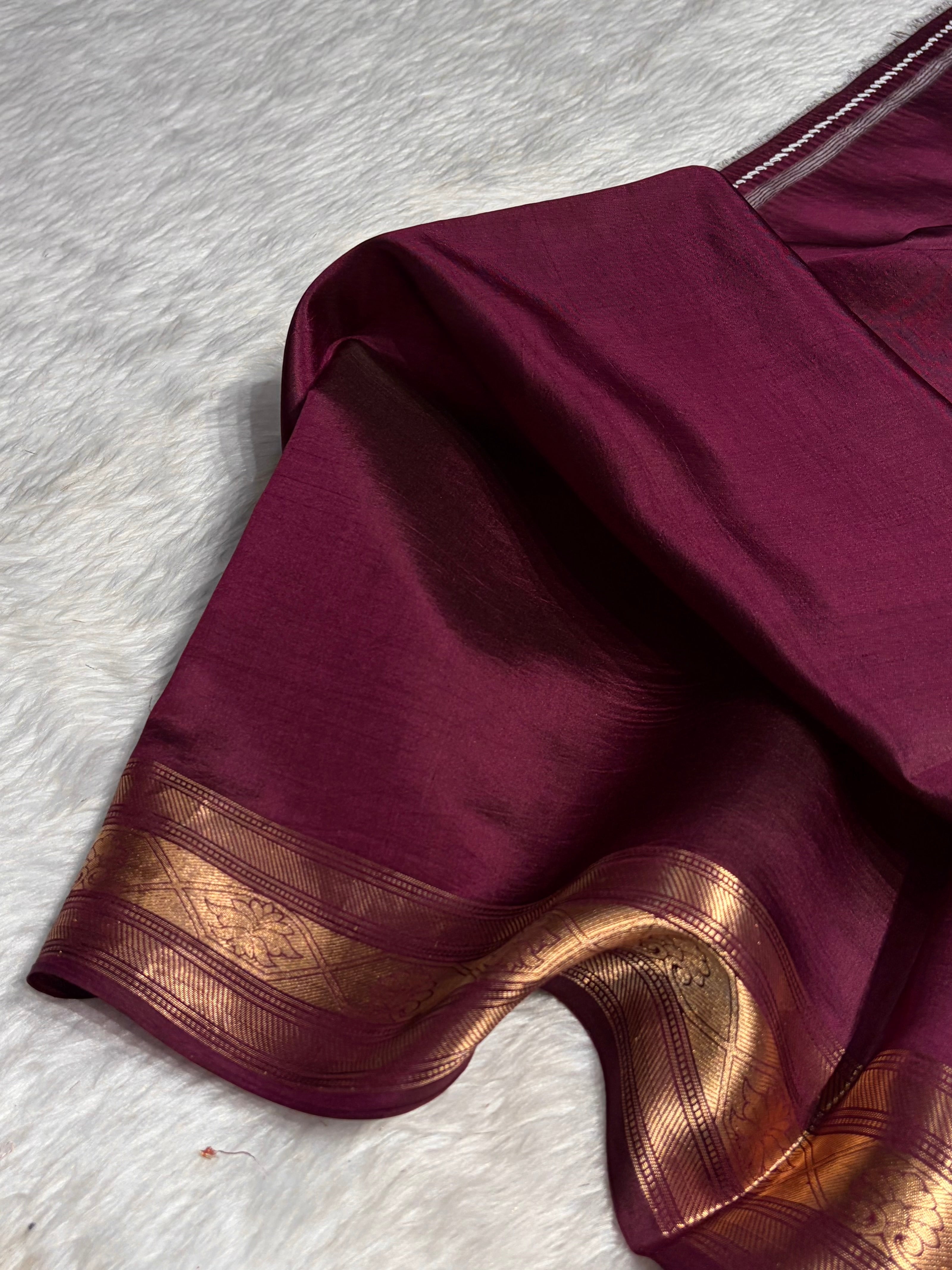 Contrast Lavender With Garnet Boota Handwoven Raw Mango Silk RM-29