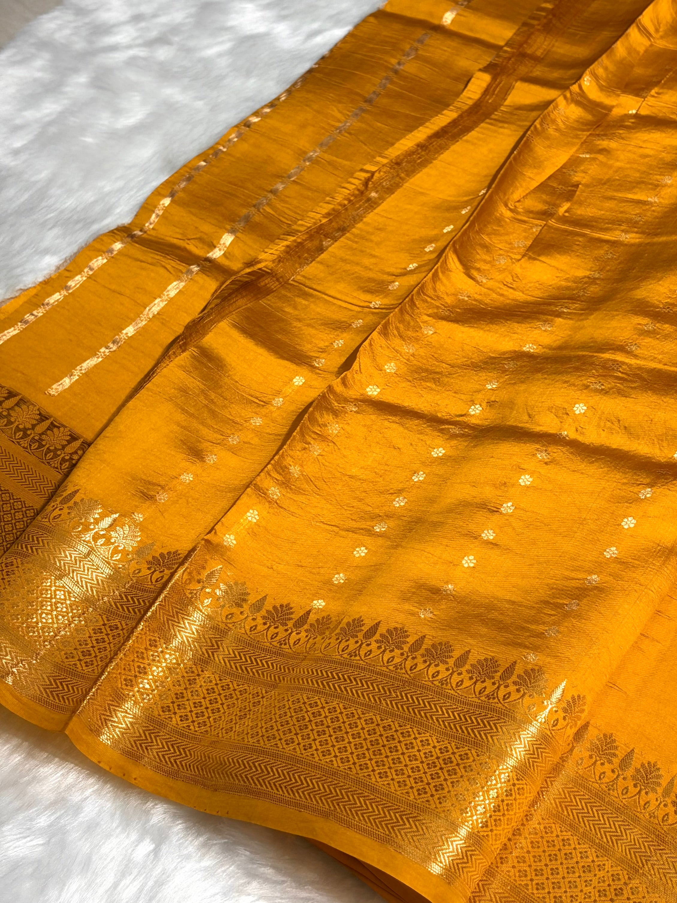 Mustard Shades Handwoven Pure Raw Mango Silk RM-47