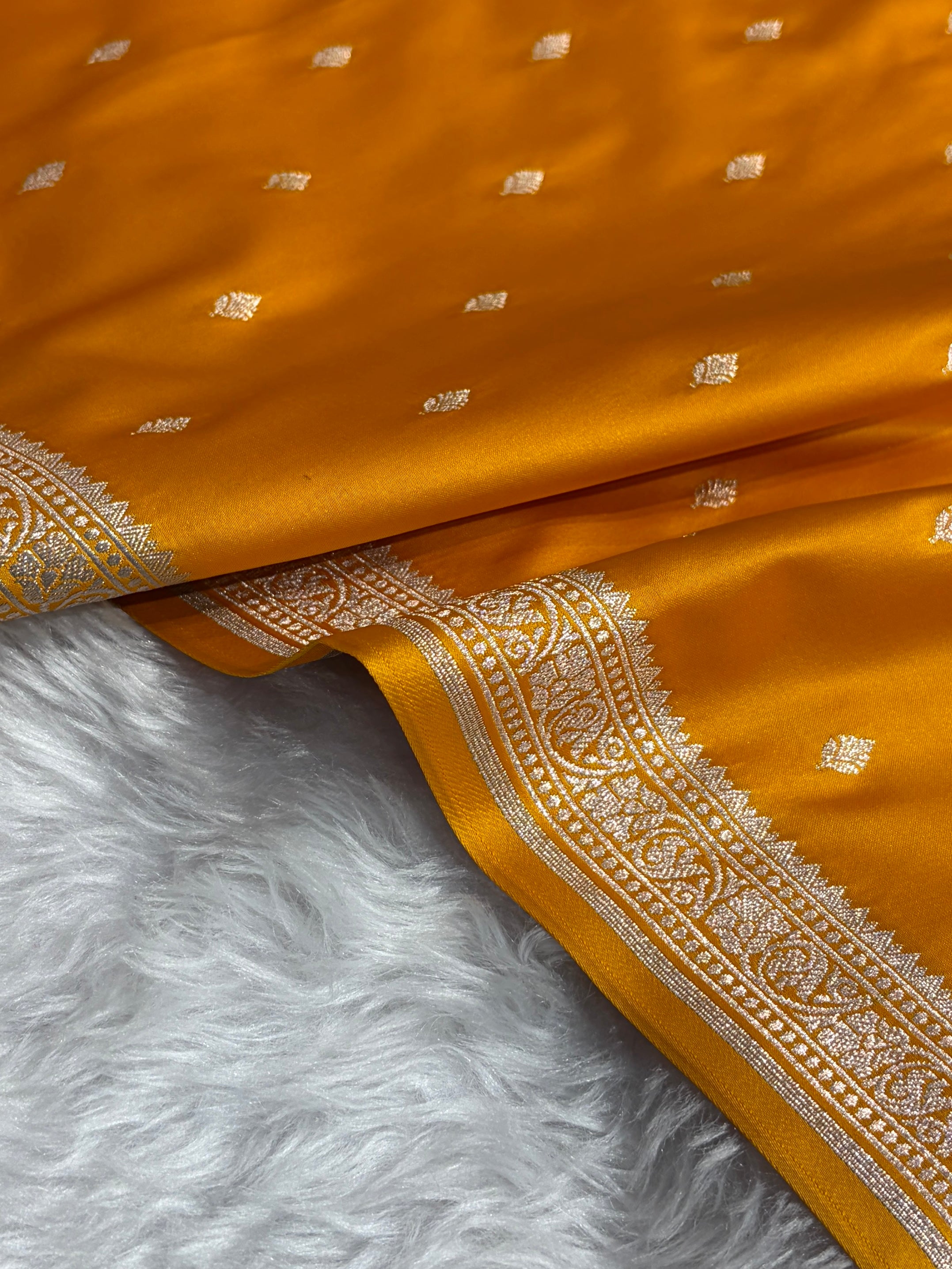 Premium Banarasi Satin Katan Saree in mustard Shades SK90