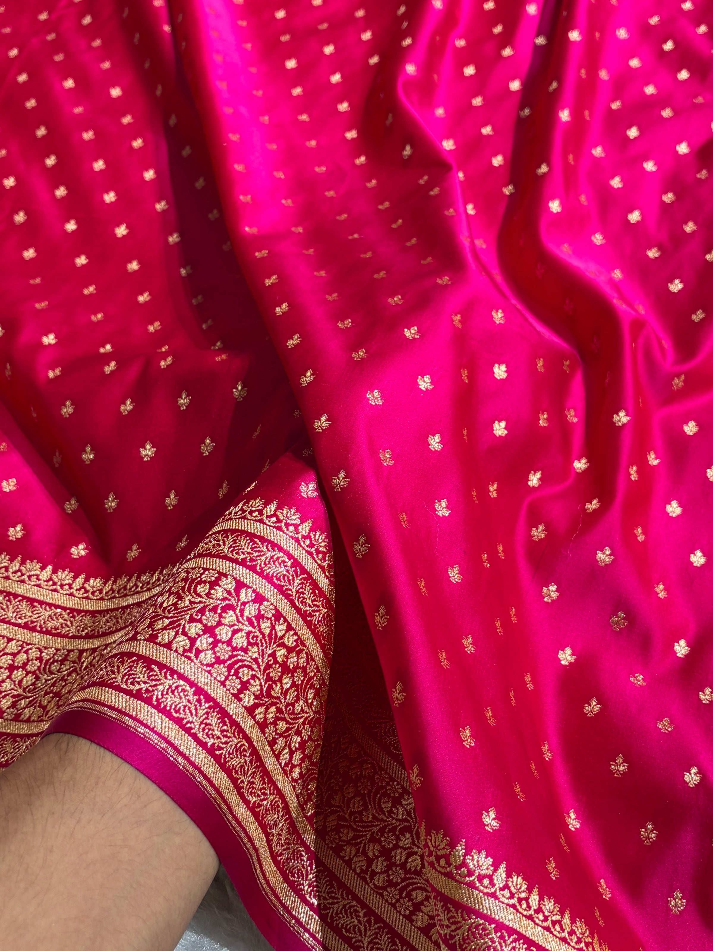 Banarasi Satin Katan Saree in Rani Shades SK88