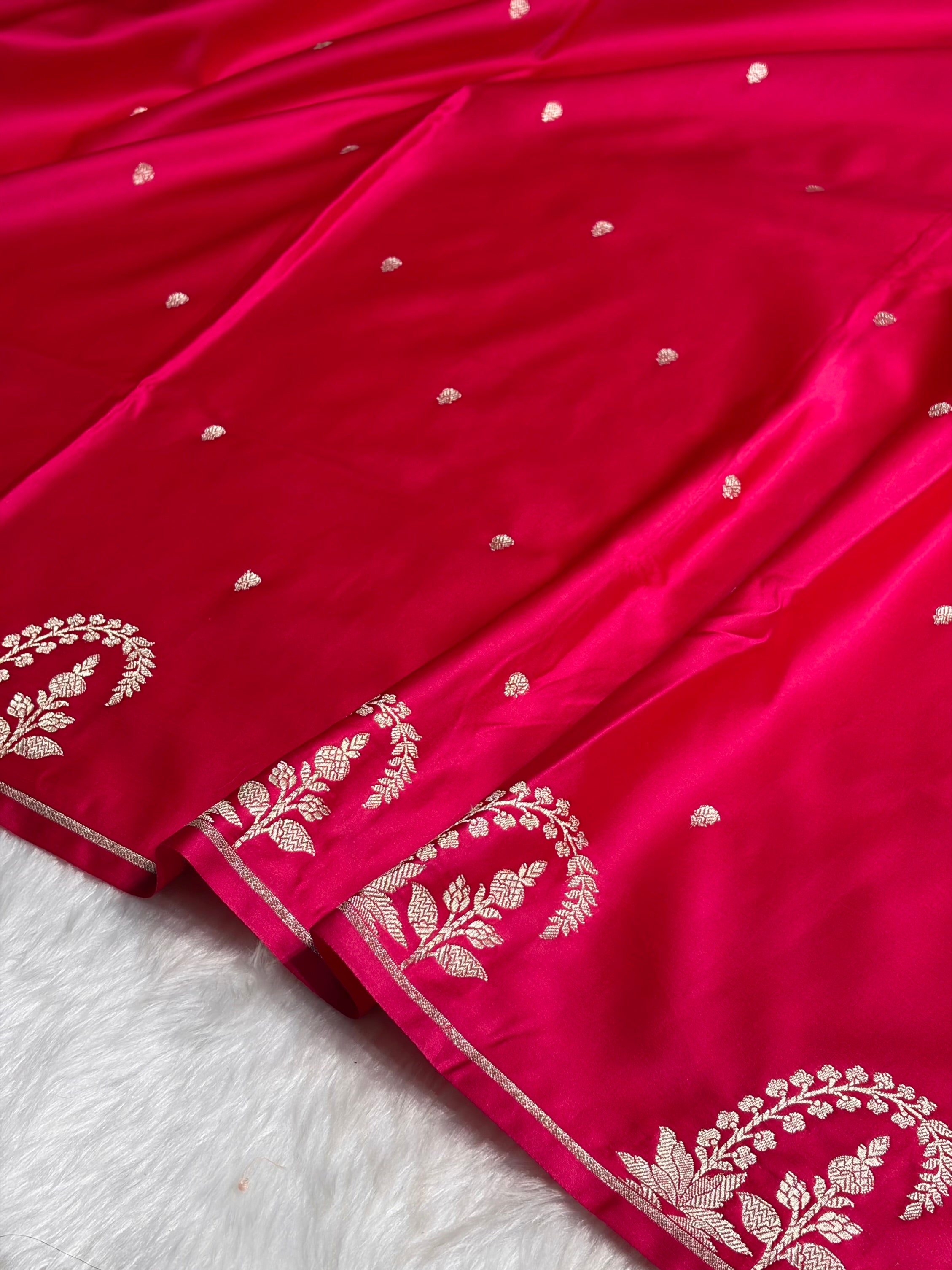 Cross Rani Boota With Floral Border Mashru Silk Saree MSM-95