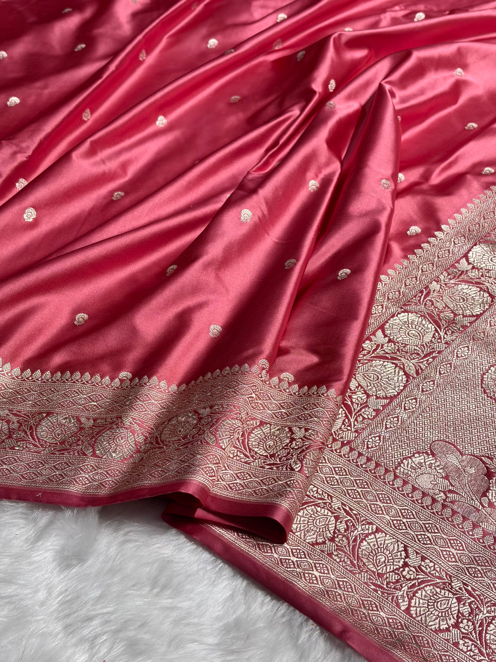 Peach Shades Booti Mashru Satin Booti  MS05