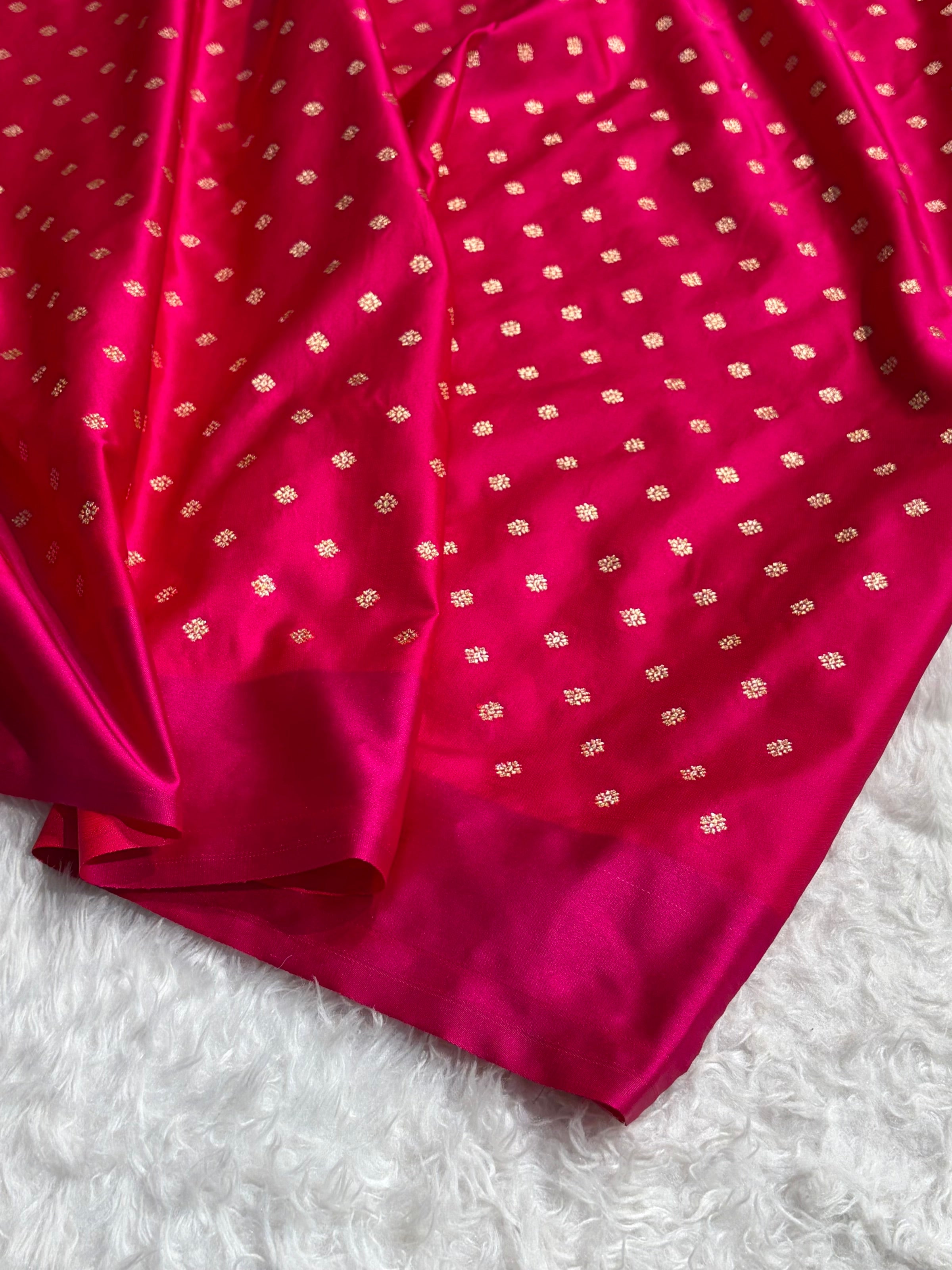 Banarasi Satin Katan Saree Booti Pattern in Cross Rani Shades SK139