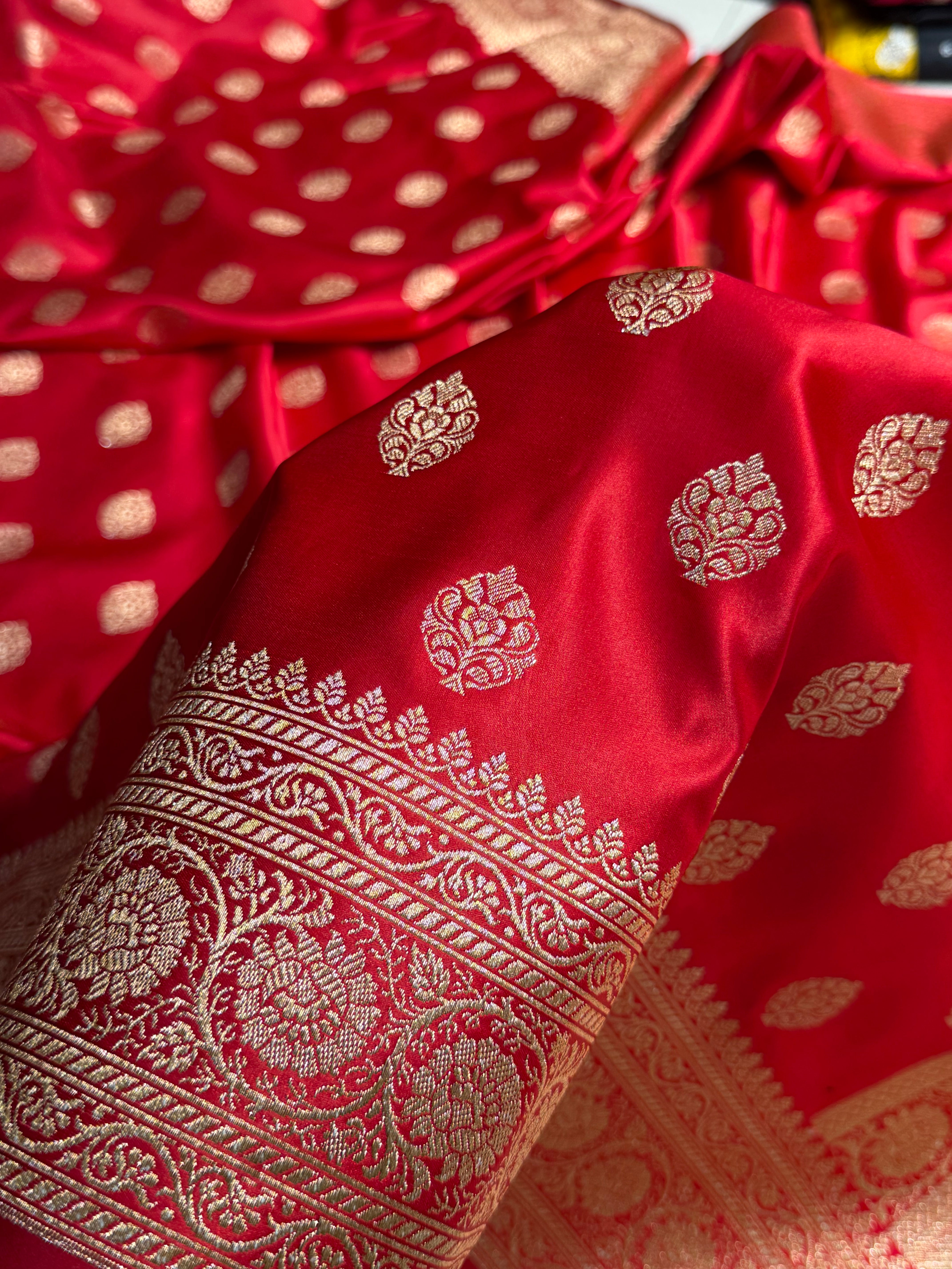 Banarasi Boota Katan Silk Saree In Red Shades SK02