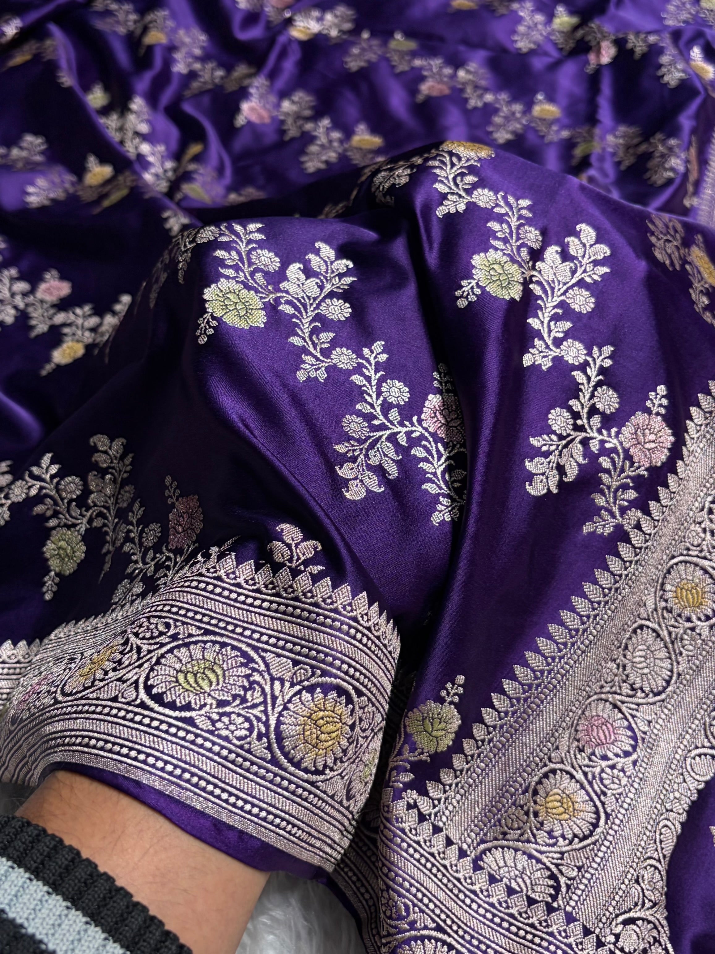 Purple Minakari Banarasi Cross Mashru Silk Saree MS01