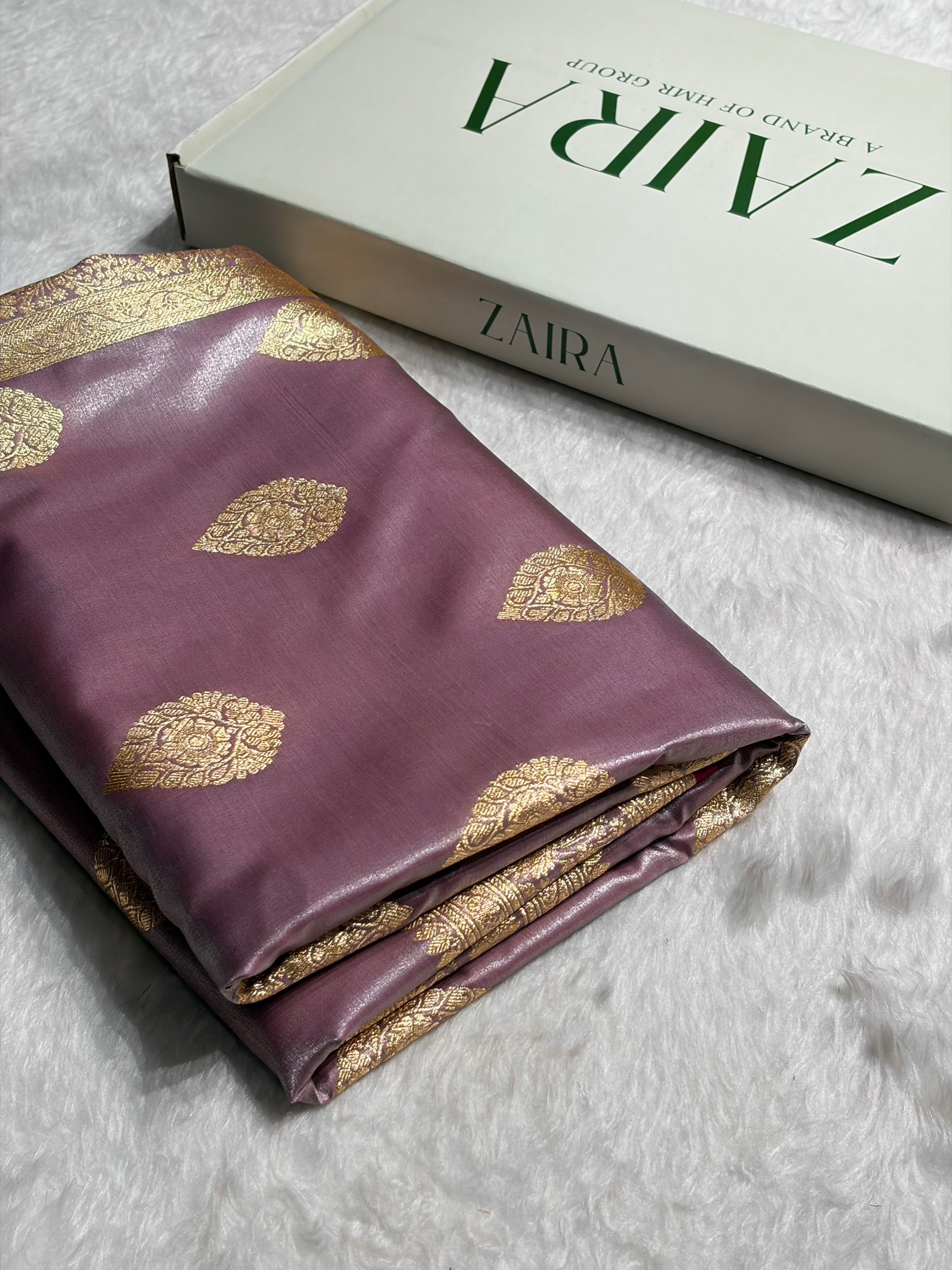 Ultra Light Weight Satin Silk Boota in Lavender Shades SS05