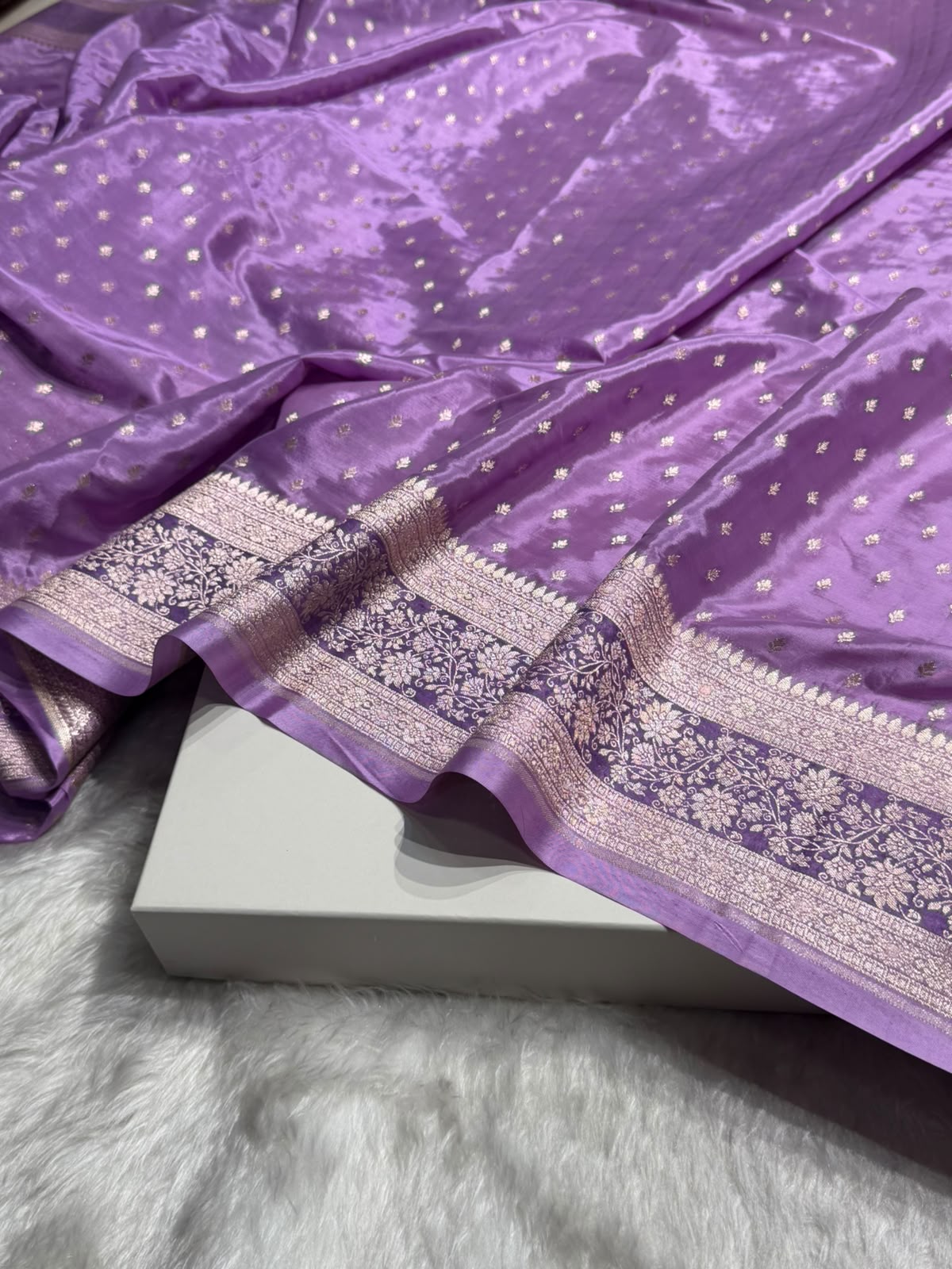 Lavender Shades With Contrast Border Crepe Silky Katan Banarasi Saree CSK-06