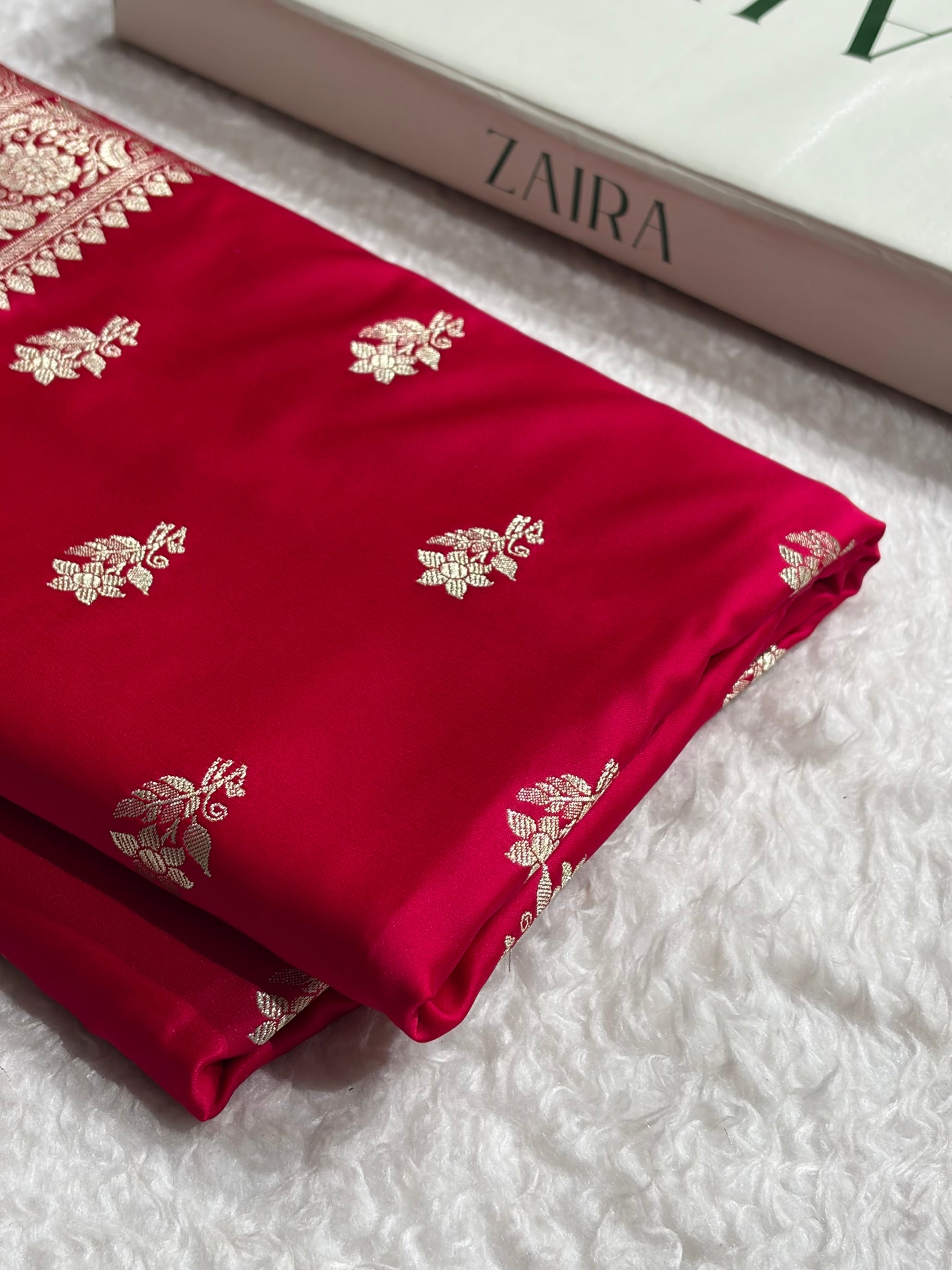 Cross Rani Shades Banarasi Boota Pattern Floral Mashru Silk Saree MSM-120