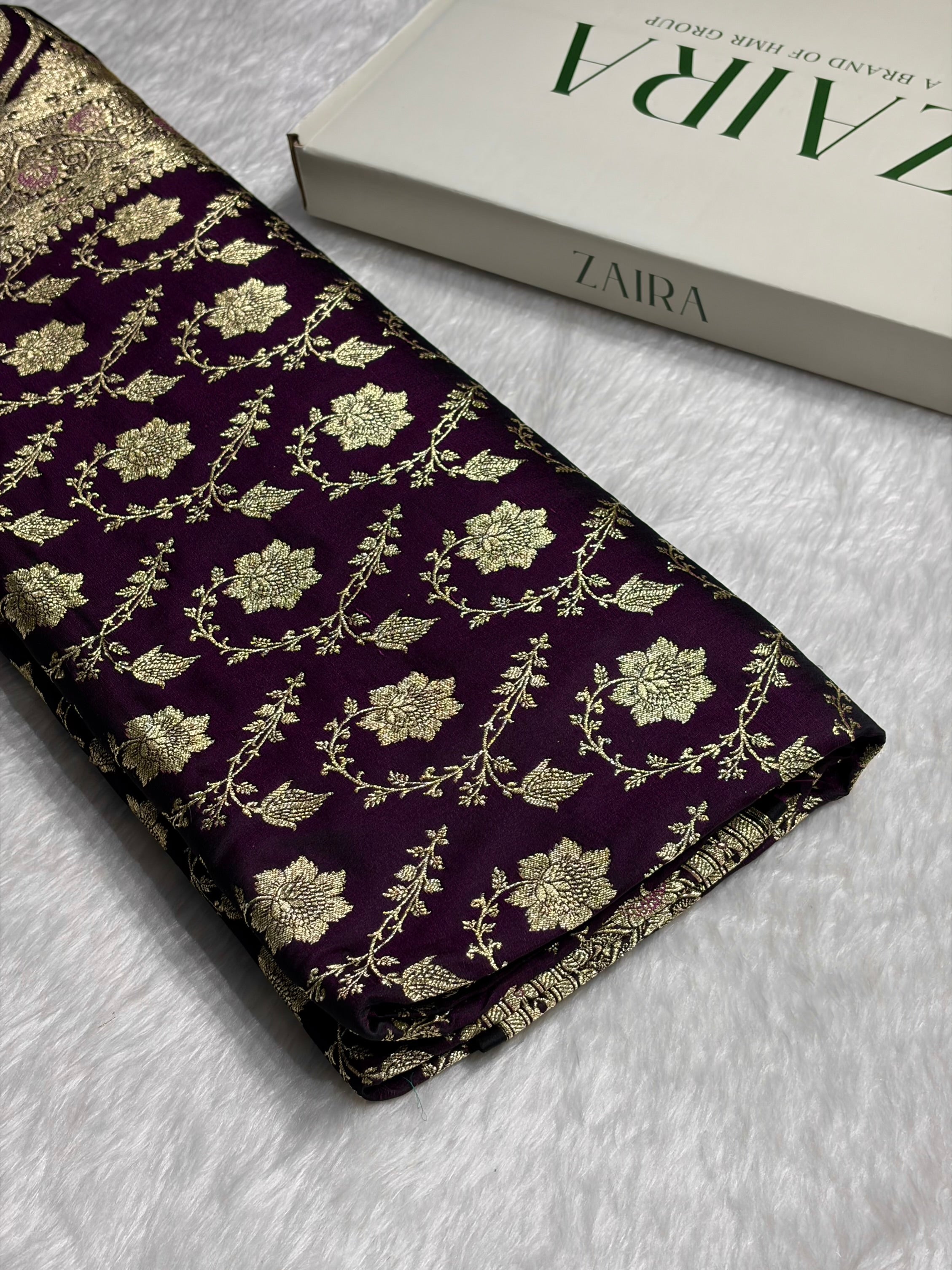 Purple Katan Silk Saree In Boota Floral Motif