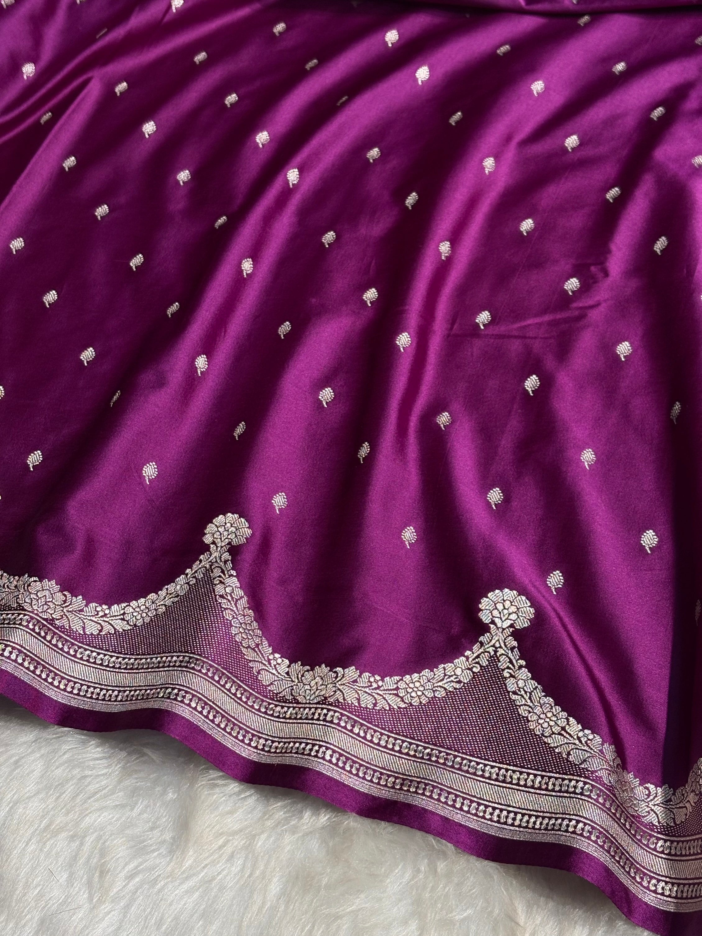 Wine Shades Scallop Mashru Silk Saree MS60