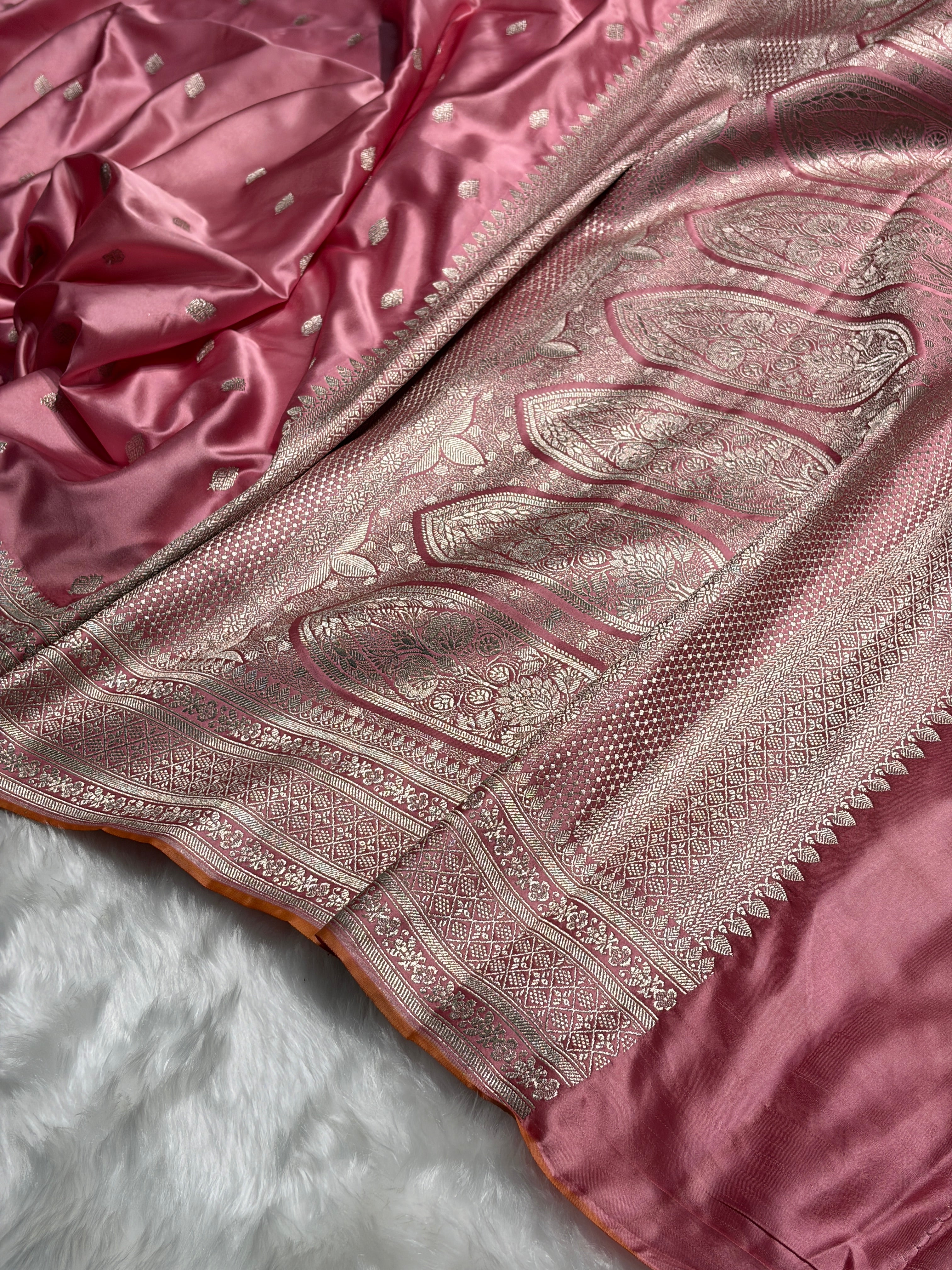 Baby Pink Shades Mashru Silk Booti MS39
