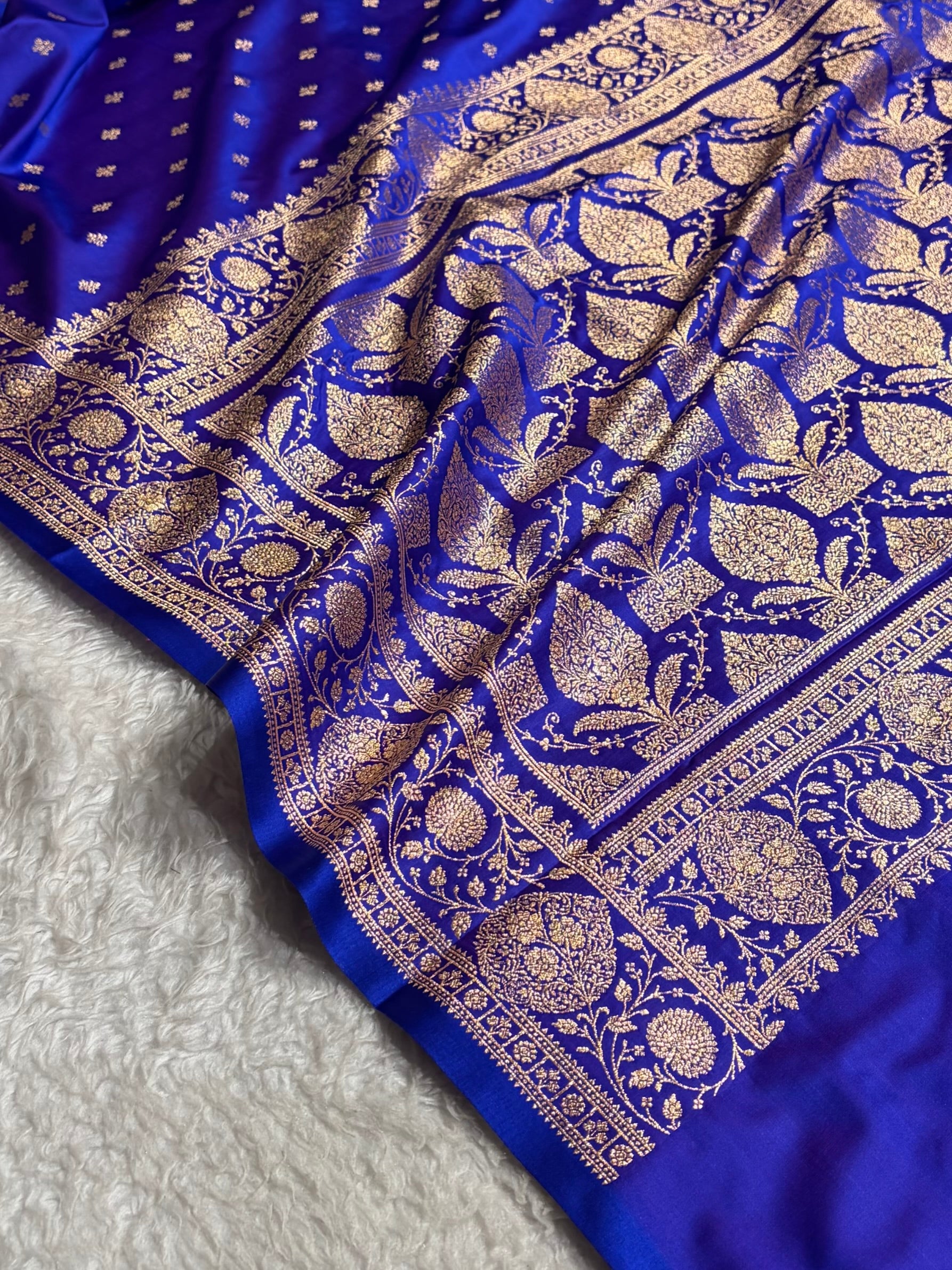 Banarasi Satin Katan Saree With Boota in Royal Purple Shades SK117