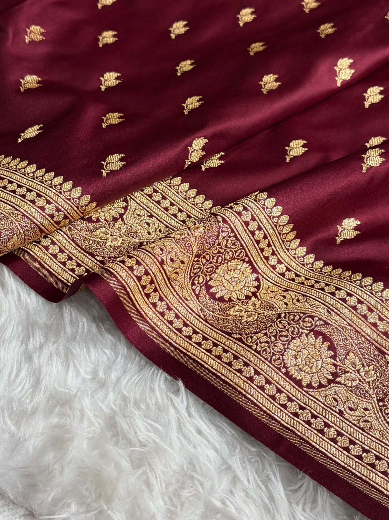Banarasi Satin Katan Saree With Boota in Chocolate Shades SK118