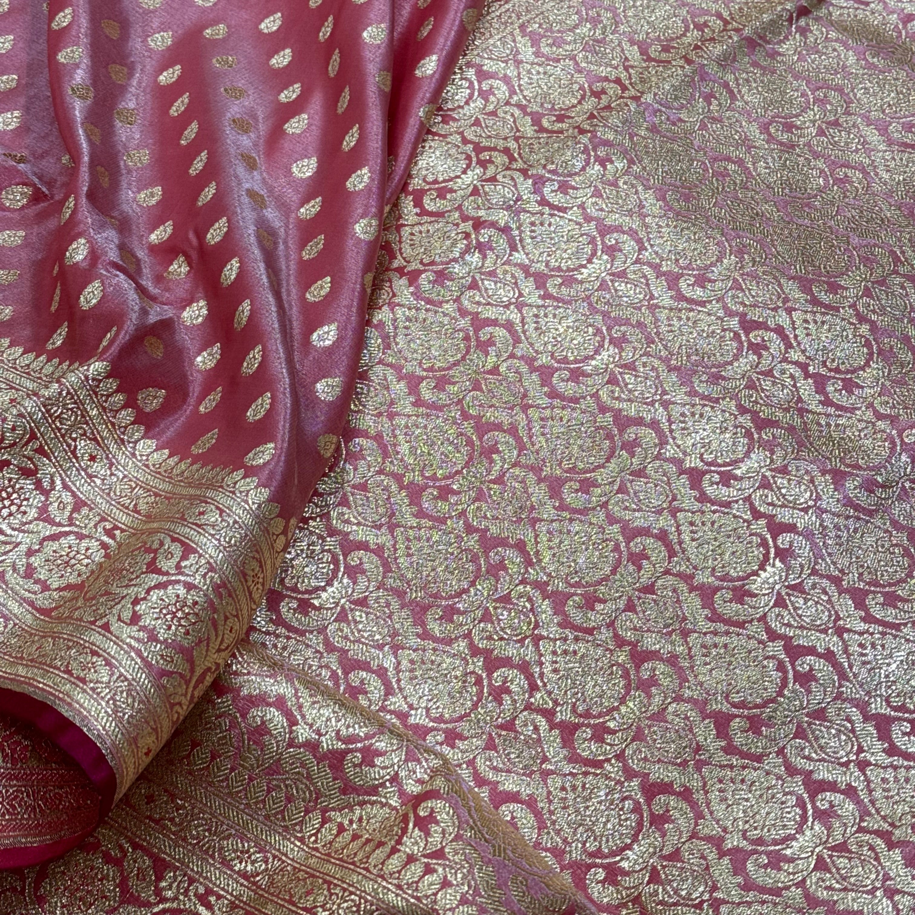 Satin Silk Booti in Baby Pink Shades SS01