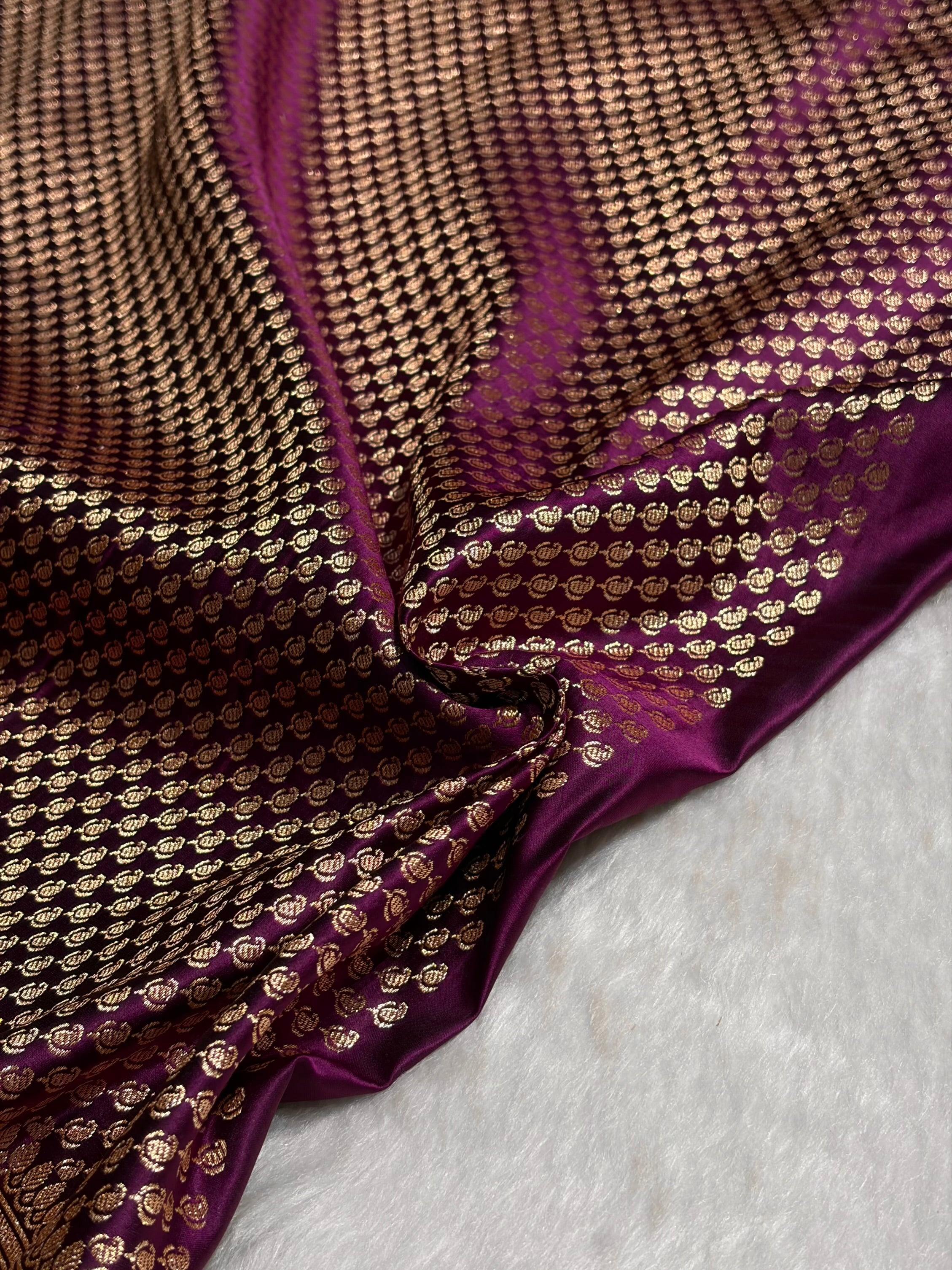 Wine Pattern Satin Katan Silk saree SK37