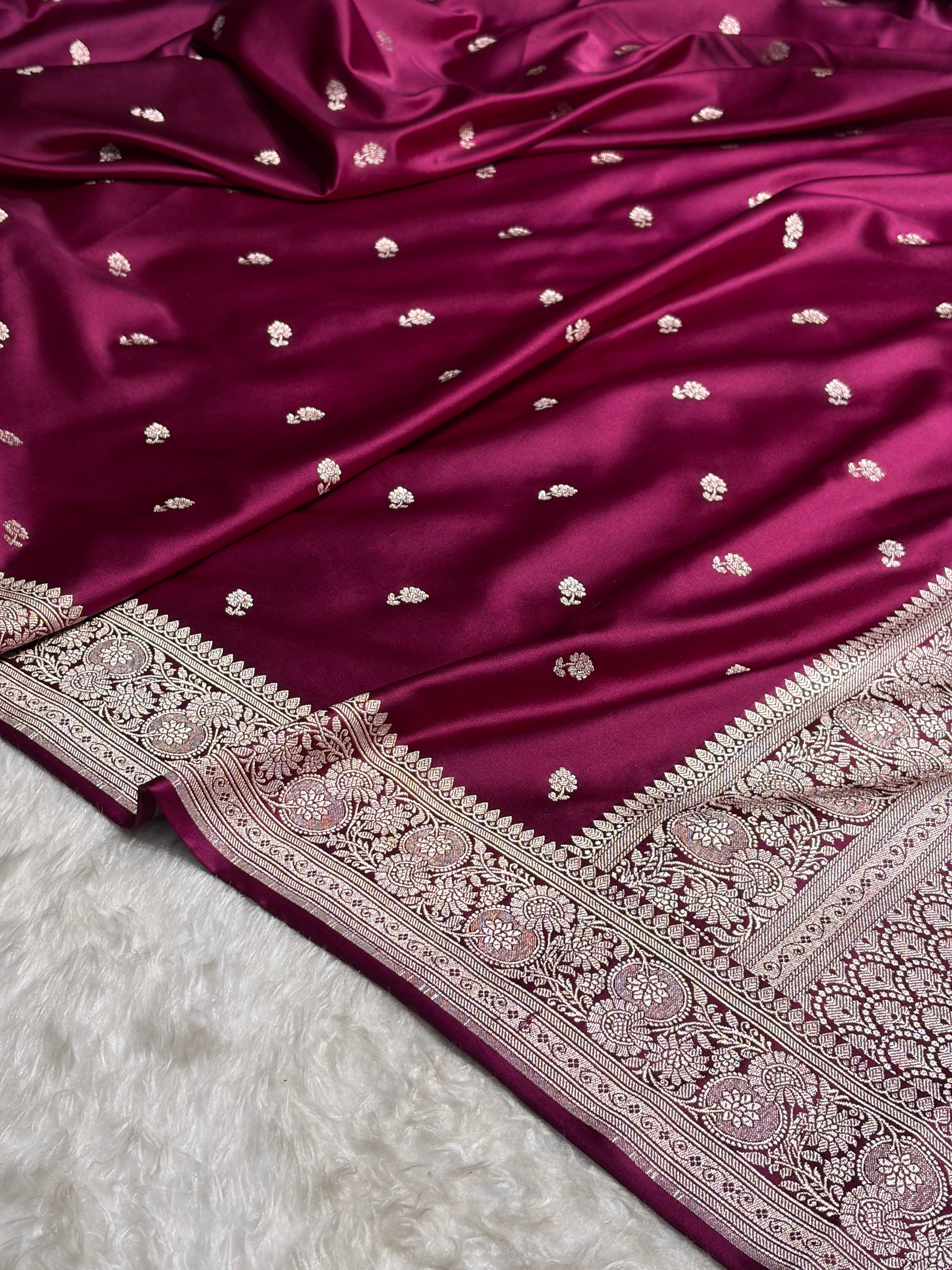 Banarasi Wine Shades Booti Mashru Silk Saree MS73