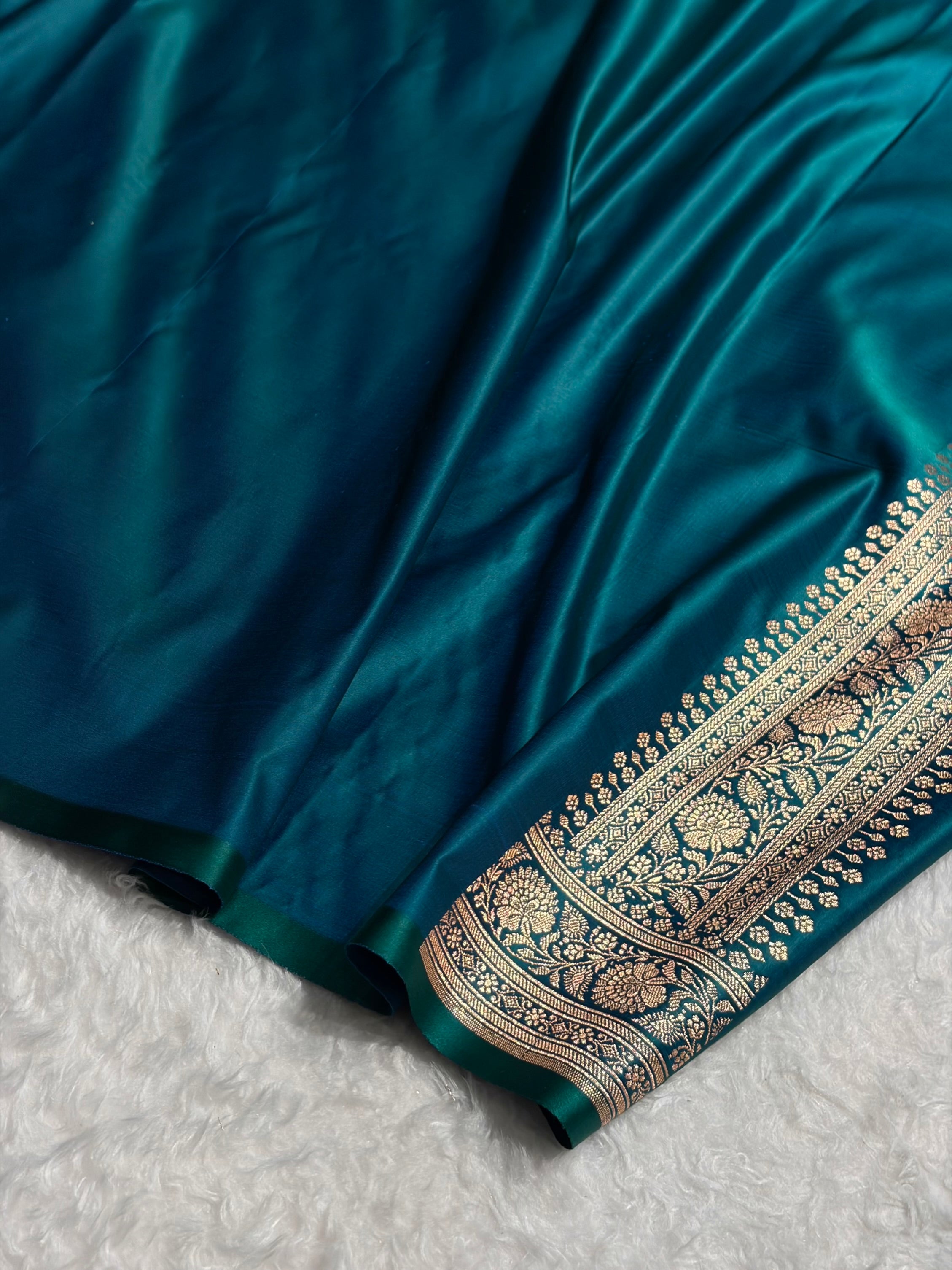 Banarasi Boota Katan Silk Saree In Peacock Shades SK03